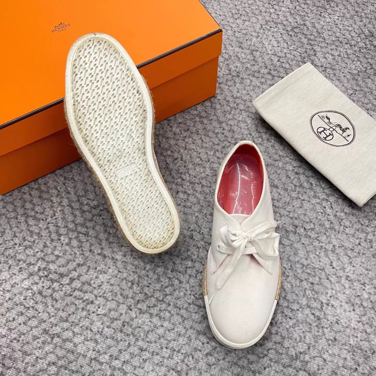 Hermes Hermes white platform canvas sneakers 36.5 Size US 6 / IT 36 - 5 Thumbnail