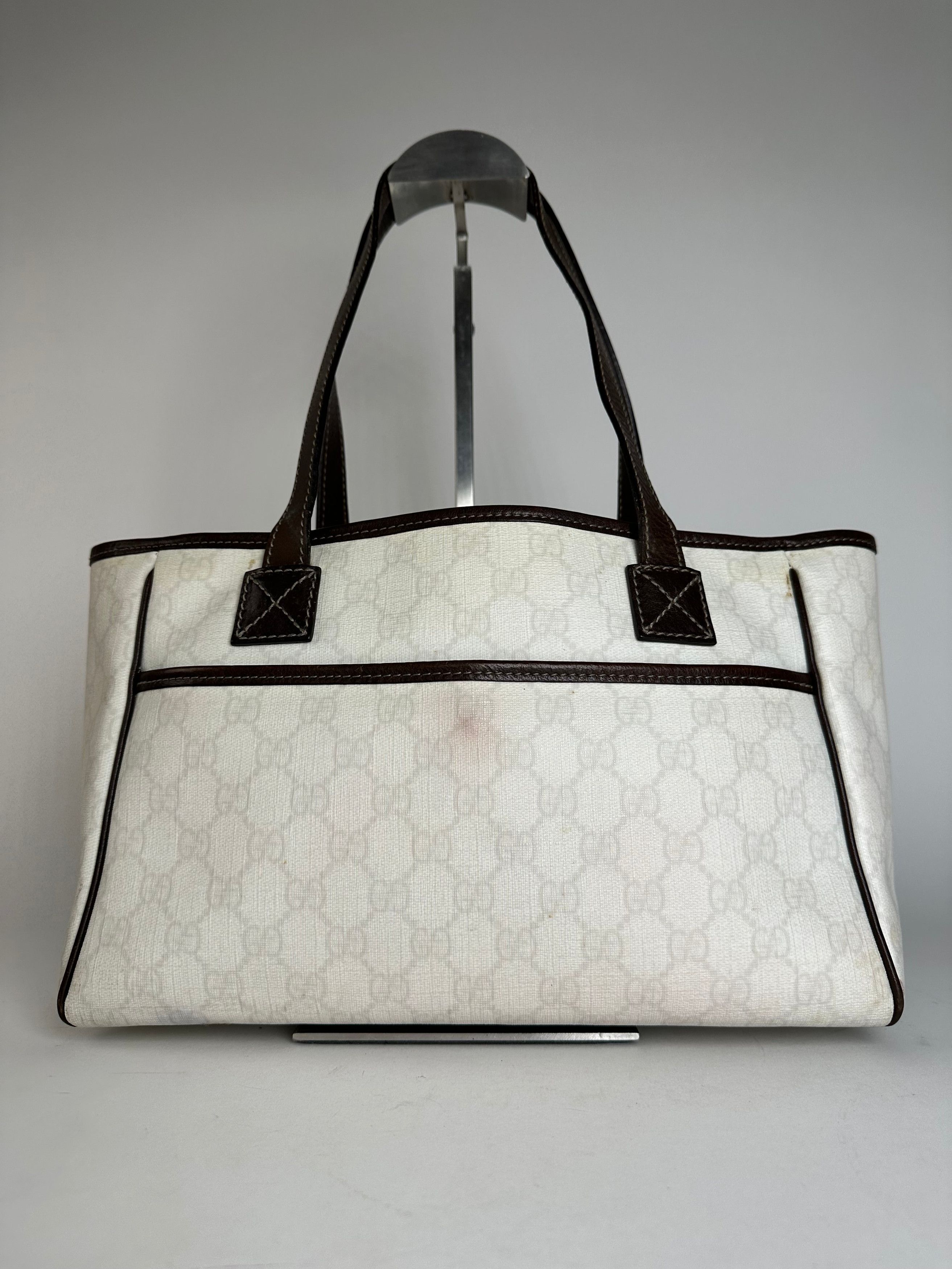 Gucci Vintage Monogram Tote Bag White Black Size ONE SIZE - 1 Thumbnail