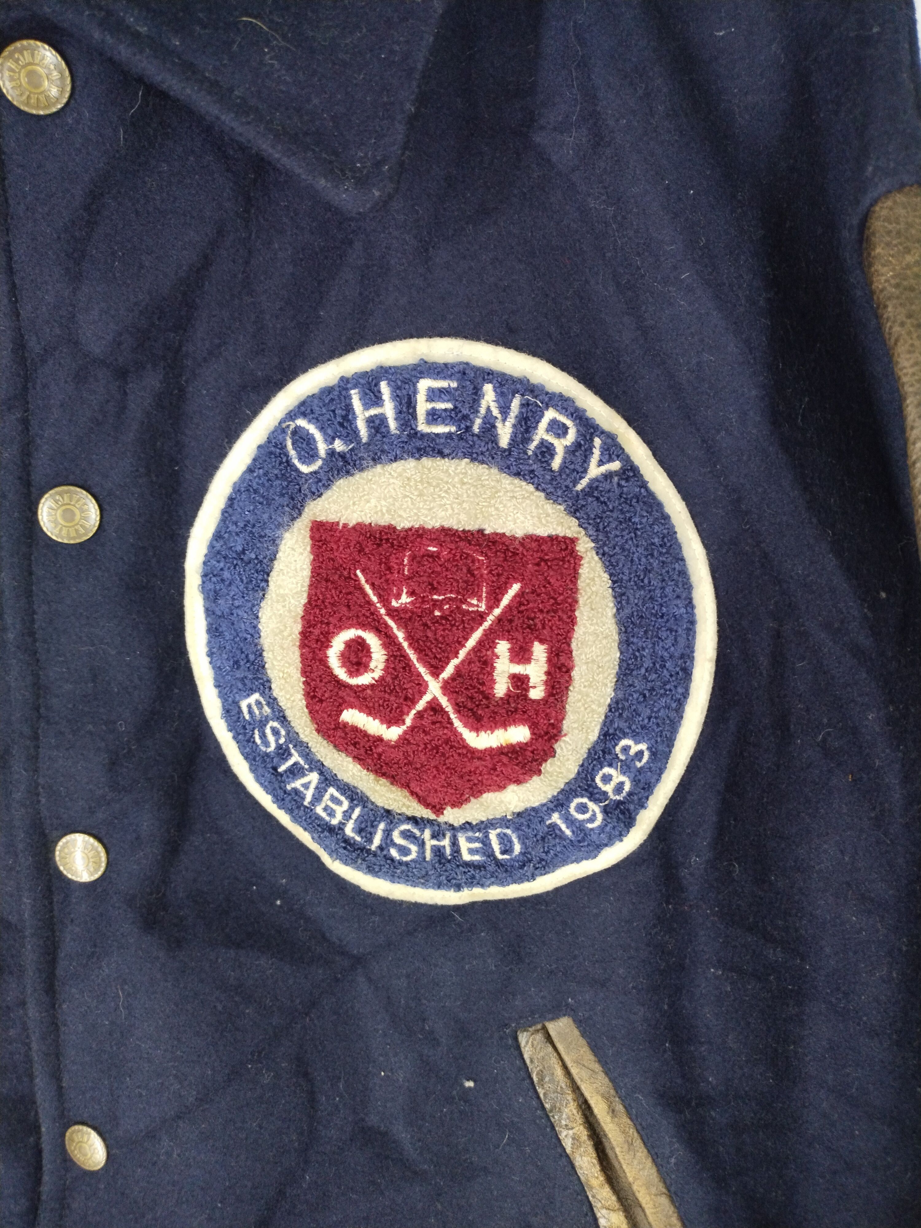 Vintage Vintage O.Henry CO.LTD Varsity Leather Wool Jacket Size US L / EU 52-54 / 3 - 4 Thumbnail