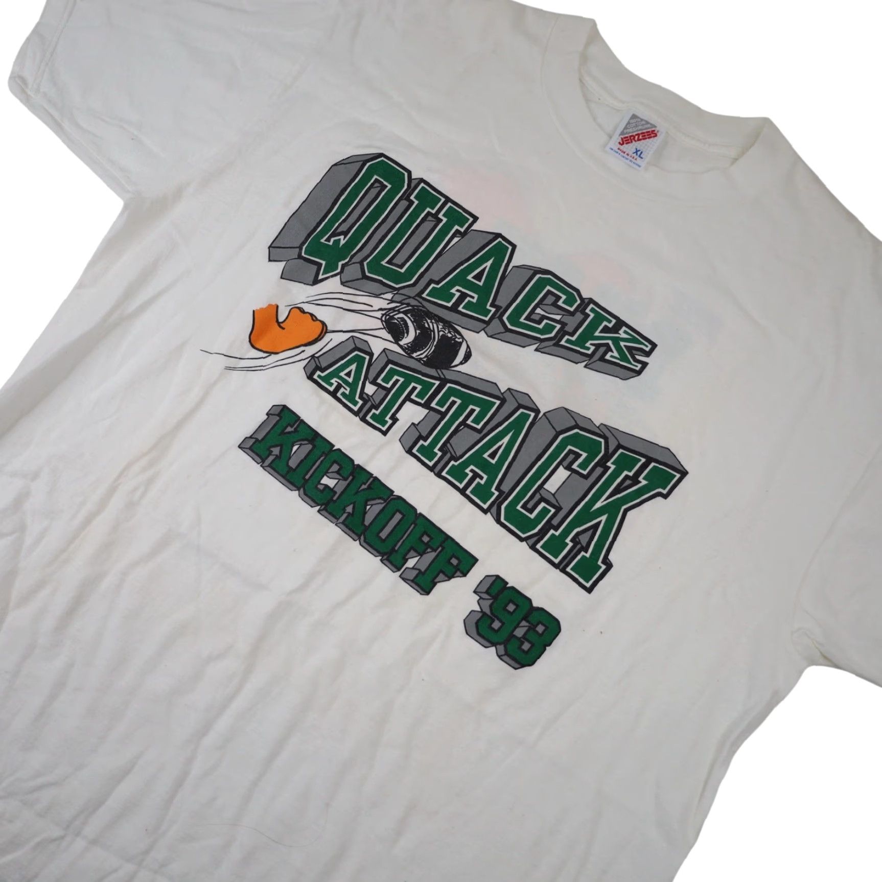 Vintage VINTAGE 1993 University of Oregon Ducks Quack Attack Kickoff Front/back T Shirt Men XL White Size US XL / EU 56 / 4 - 2 Thumbnail