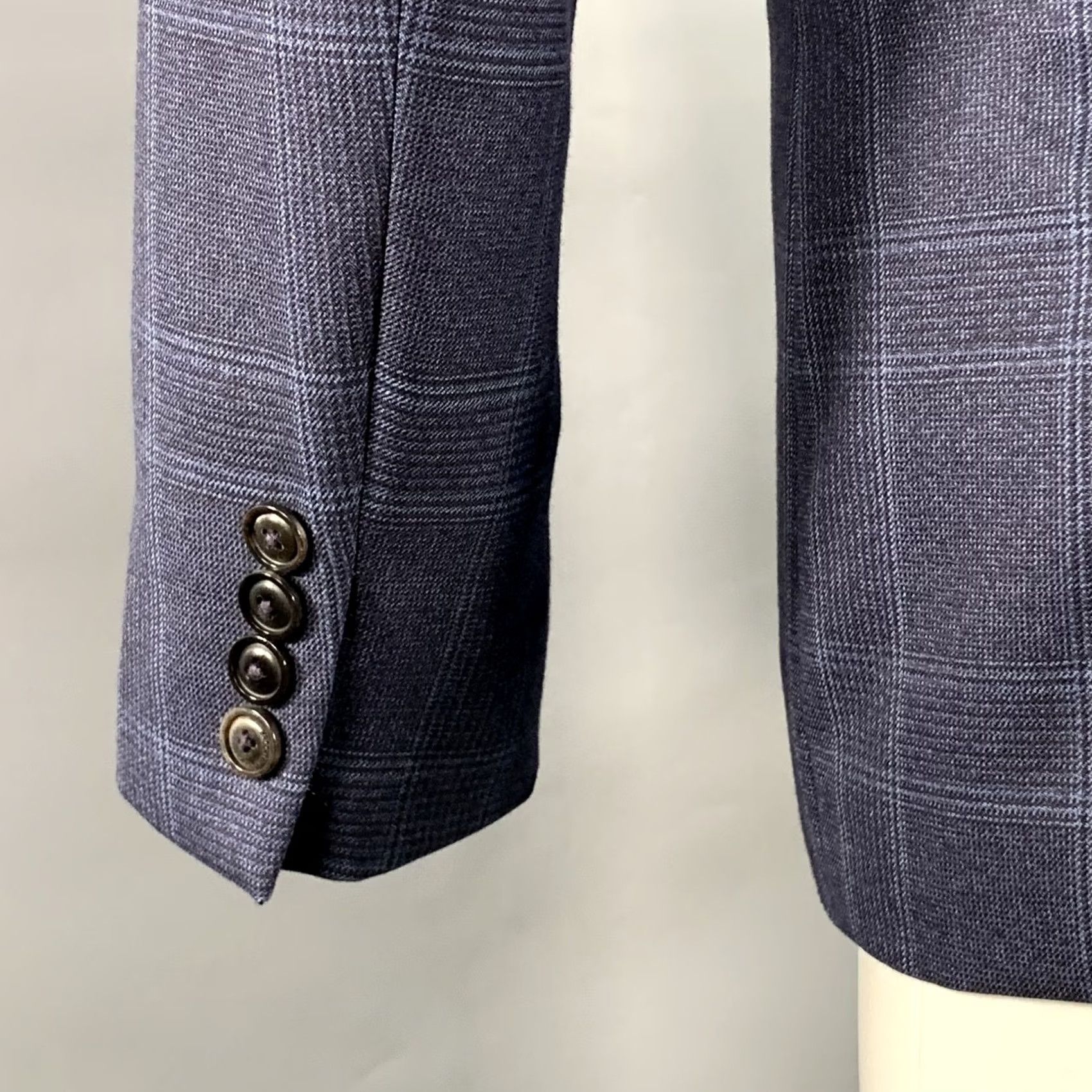 Brooklyn Tailors BROOKLYN TAILORS Sport Coat Size 38 Regular Blue Plaid Wool Notch Lapel Size US XXS / EU 40 - 5 Thumbnail