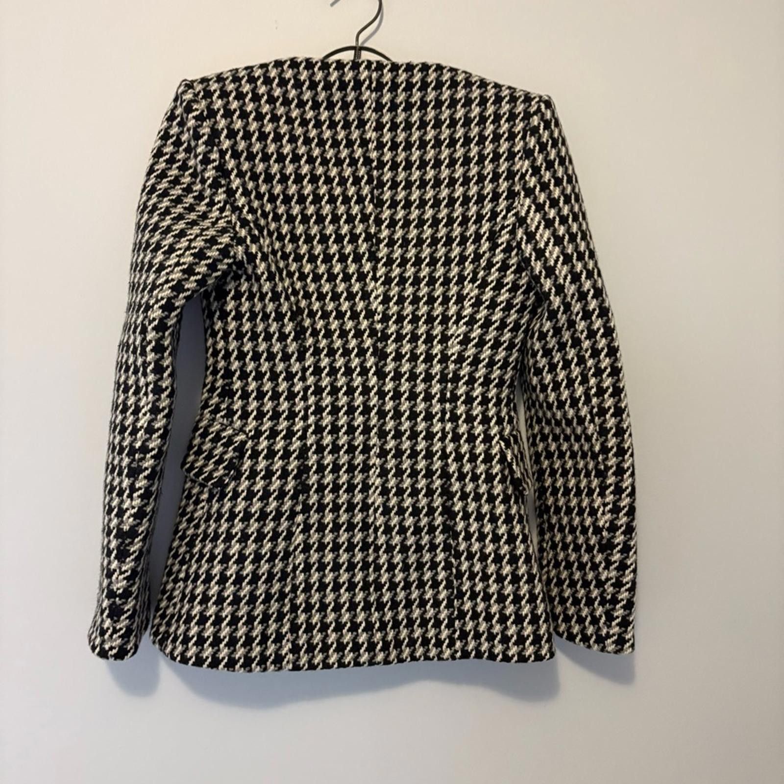 Maje Maje Paris Houndstooth Wool Blend Jacquard Blazer Women’s 36 Size S / US 4 / IT 40 - 4 Thumbnail