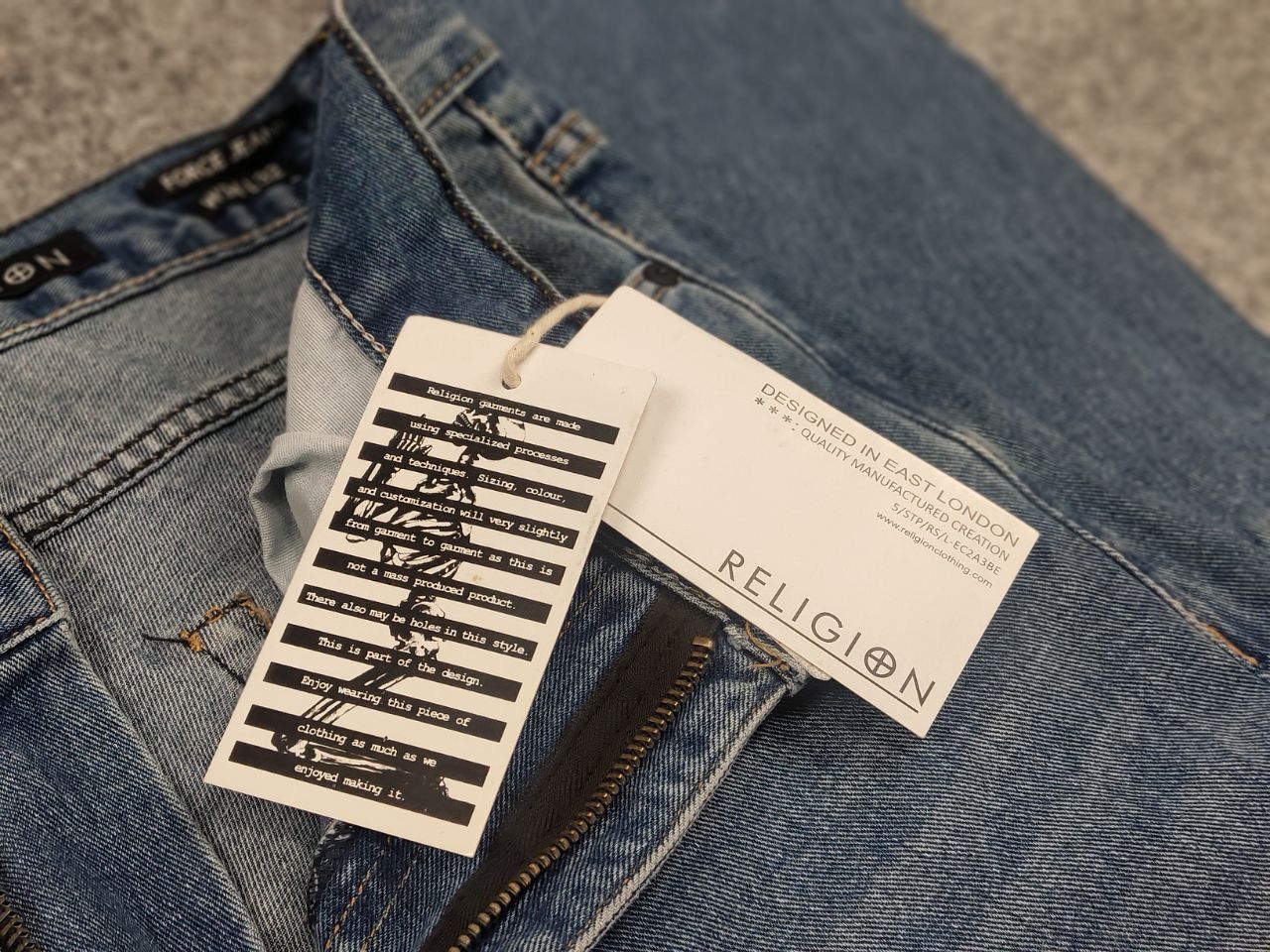 If Six Was Nine Religion New Atlantic Blue Force Distressed Denim Zip jeans Size US 34 / EU 50 - 13 Thumbnail