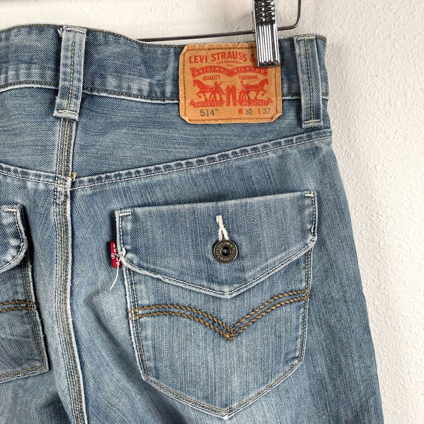 Levi's Levi's 514 Jeans Men Slim Straight Medium Blue Denim 29x31 Regular 29" Inseam 31" Blue Logo Stretch 514 Model Jeans Mens Regular Fit Size US 29 - 7 Thumbnail