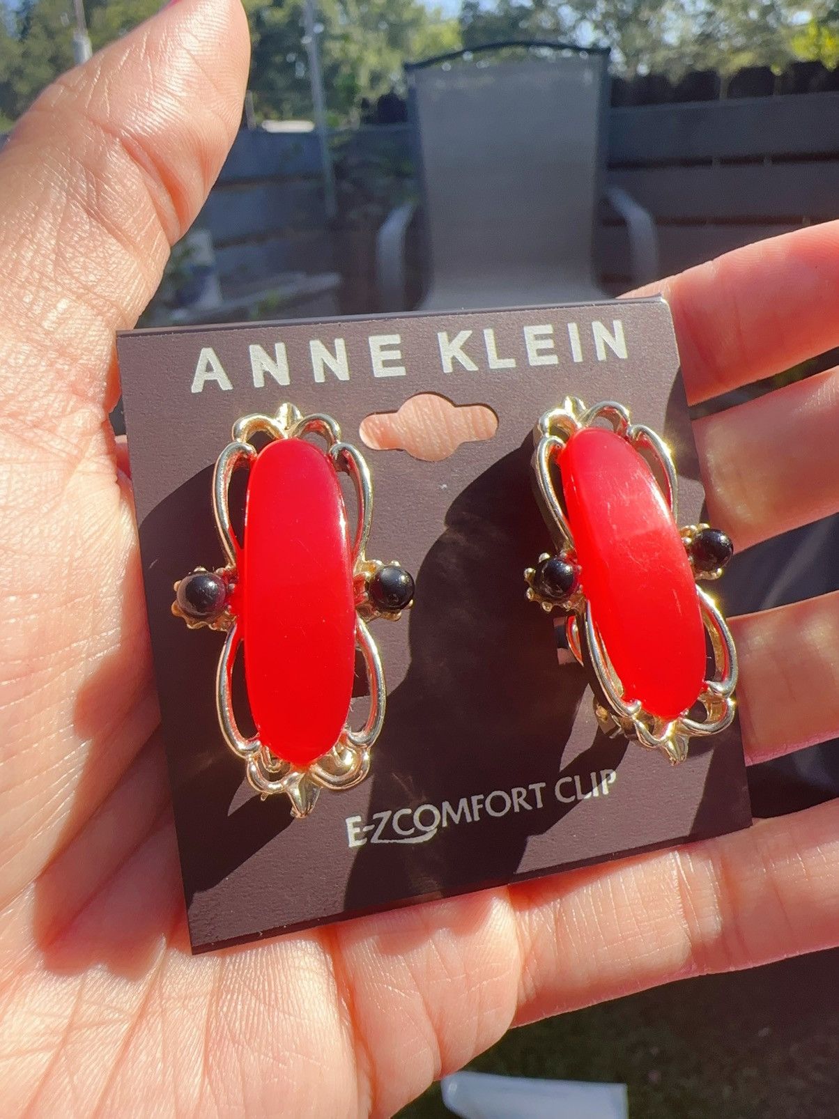 Anne Klein Anne Klein comfort clip on earrings silver tone red Size ONE SIZE - 1 Thumbnail