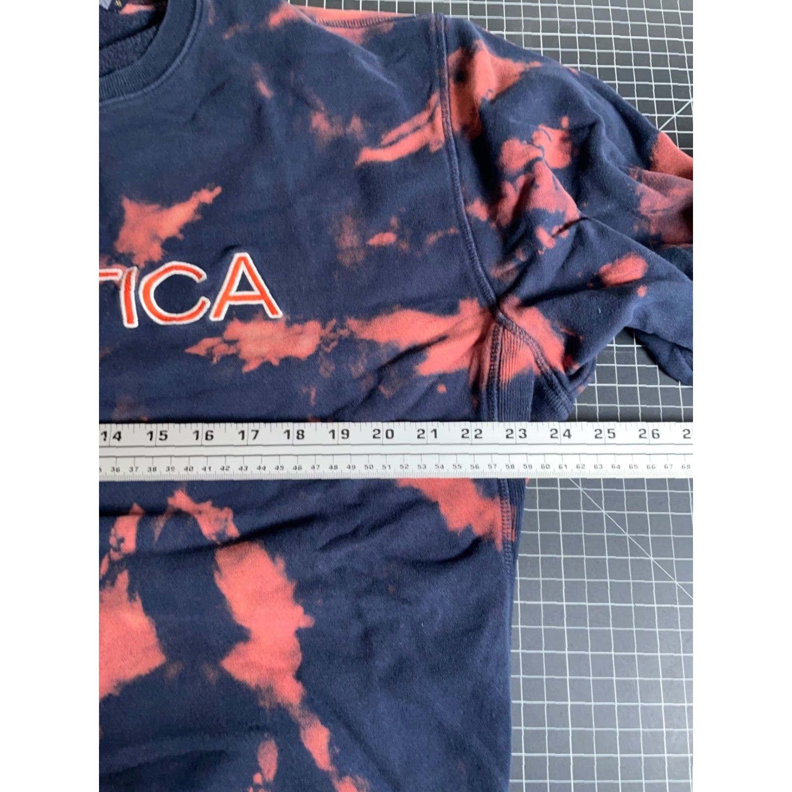 Nautica Nautica Sweatshirt Men's XL Dark Blue Orange Bleach Tie Dye Spell Out Crewneck Vintage Graphic Print Pullover Hoodie? Size US XL / EU 56 / 4 - 5 Thumbnail