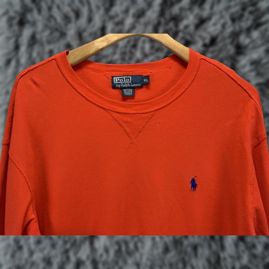 Polo Ralph Lauren VINTAGE Polo Ralph Lauren Sweater Men’s XL Orange Crew Neck Pony Logo Distressed 90s Size US XL / EU 56 / 4 - 1 Thumbnail
