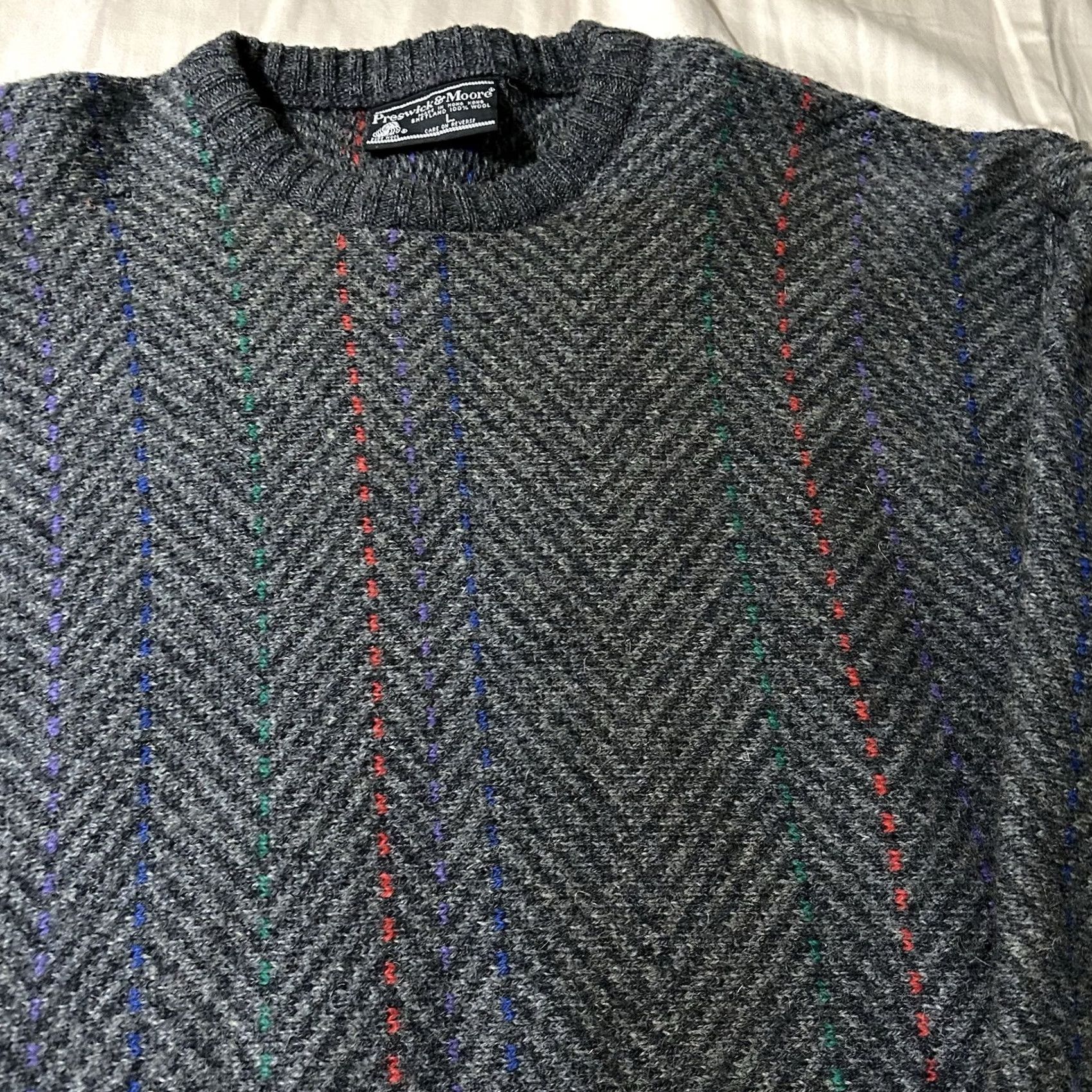 Vintage VINTAGE Preswick & Moore Shetland Wool Sweater L Mens 90s Gray Pullover Size US L / EU 52-54 / 3 - 2 Thumbnail