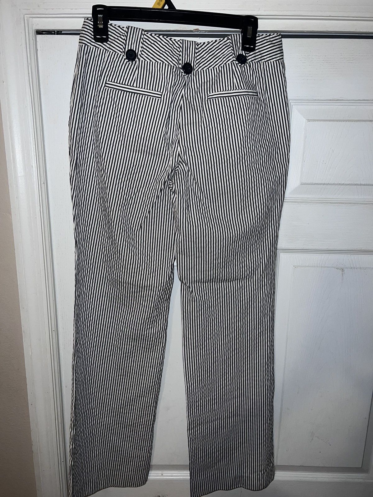 Tory Burch White and Navy Blue Stripe Pants Size 28" / US 6 / IT 42 - 3 Thumbnail