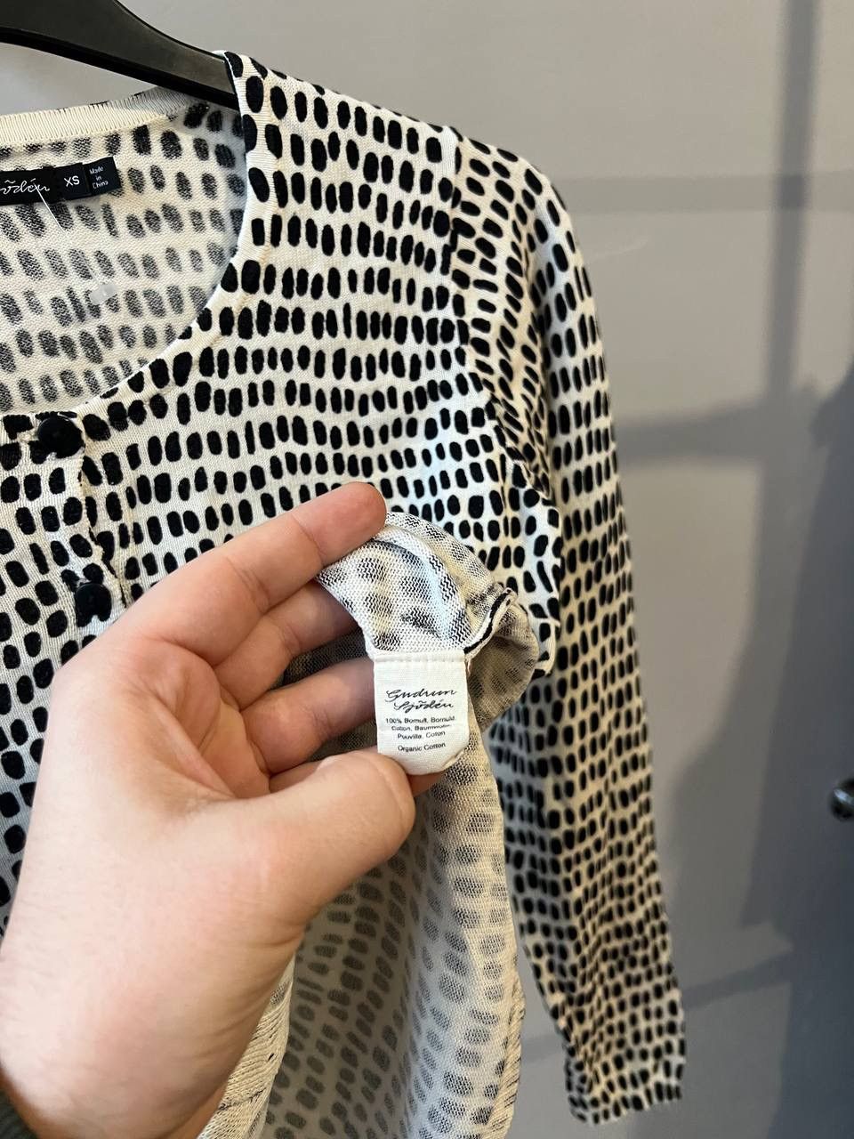 Gudrun Sjoden GUDRUN SJODEN BLACK/WHITE DOTTER LIGHTWEIGHT CARDIGAN XS Size XS / US 0-2 / IT 36-38 - 6 Thumbnail