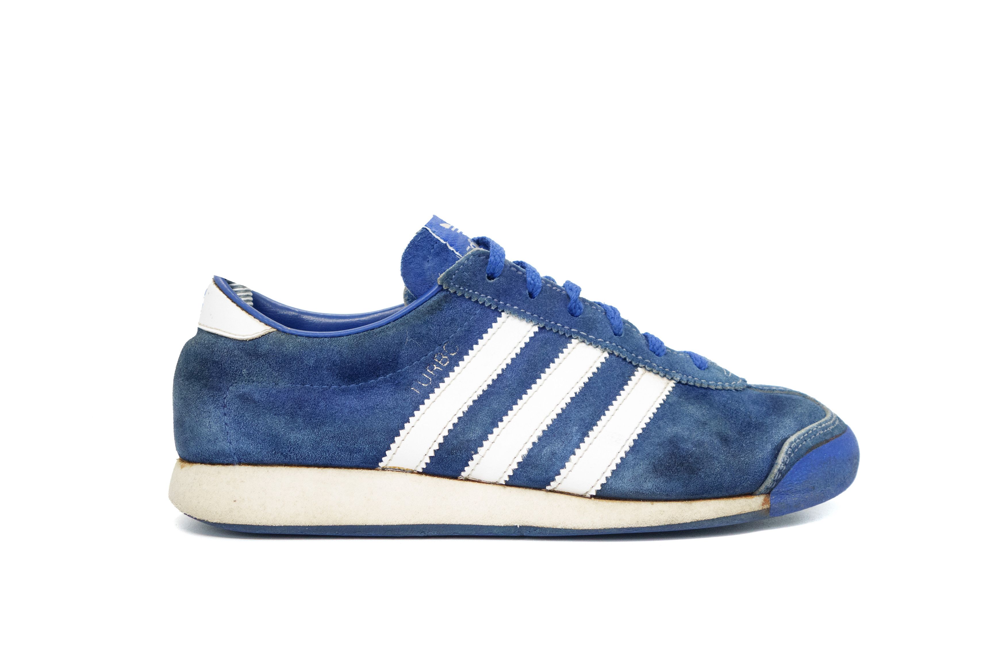 Adidas 80s Turbo Blue White Stripes Made in Taiwan Size US 8.5 / IT 38.5 - 2 Thumbnail