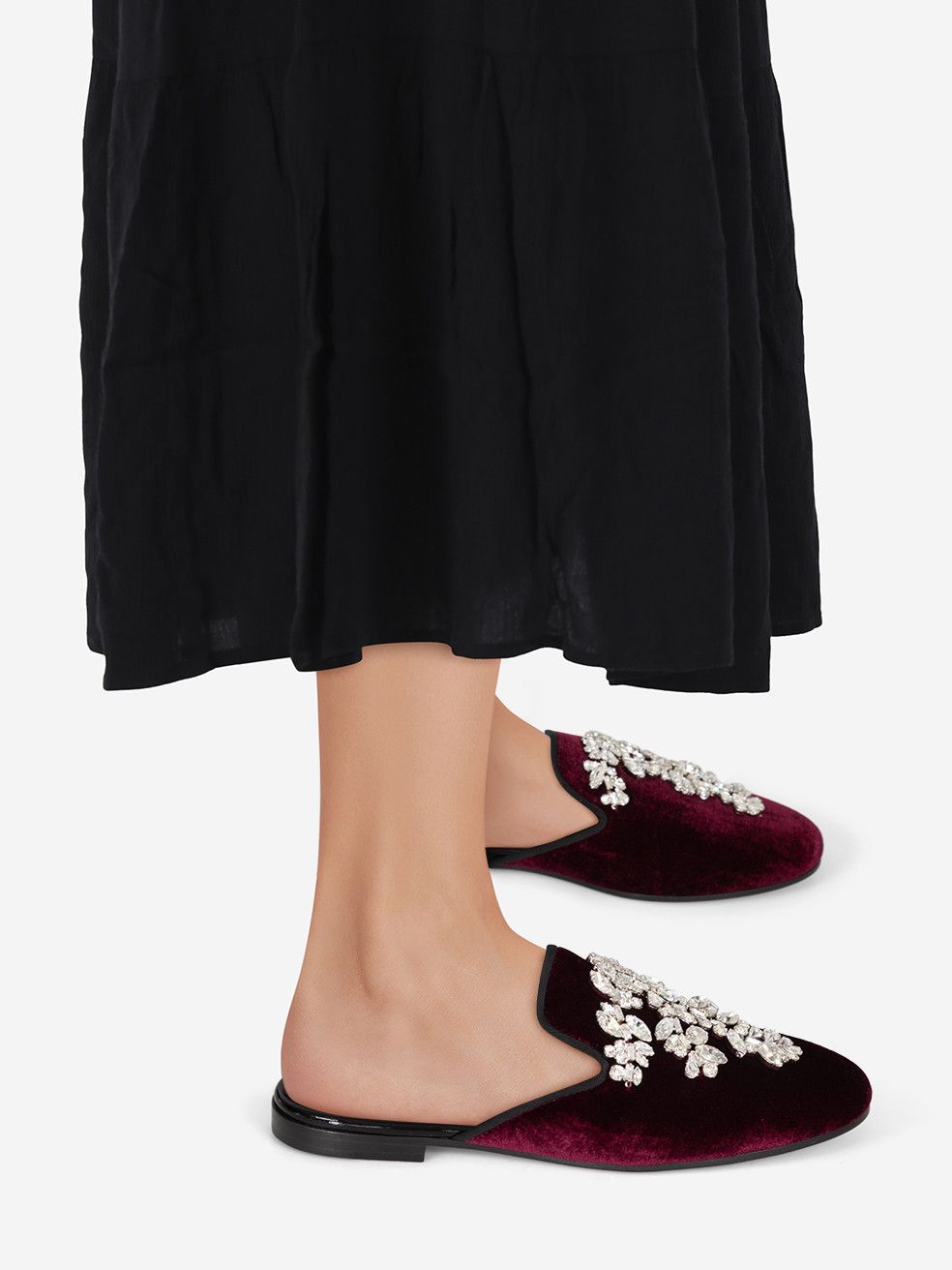 Giuseppe Zanotti Burgundy Velvet Embellished Mules Size US 8.5 / IT 38.5 - 1 Thumbnail