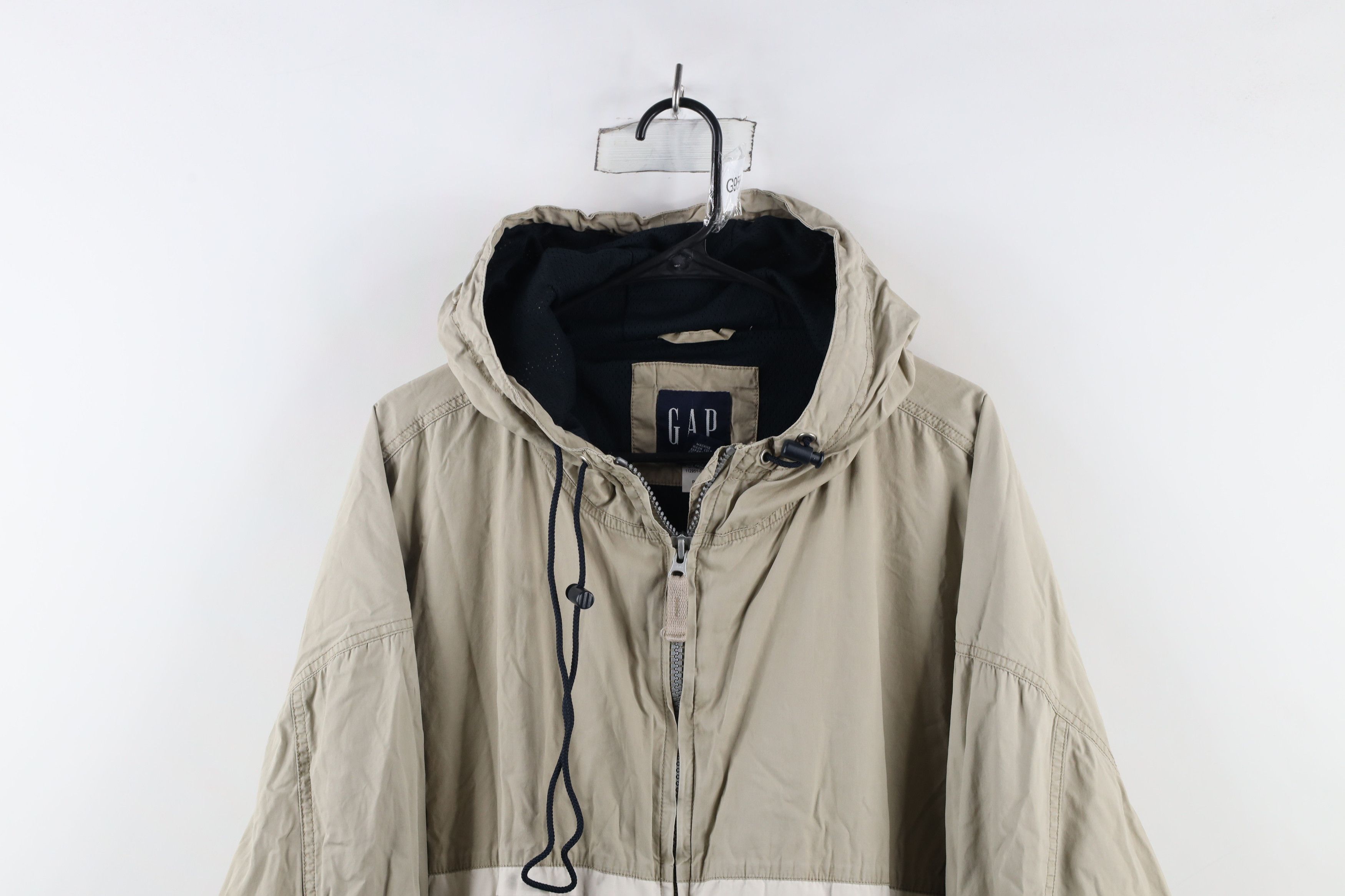 Gap × Vintage Vintage 90s Gap Full Zip Hooded Windbreaker Jacket Beige Size US XXL / EU 58 / 5 - 2 Thumbnail