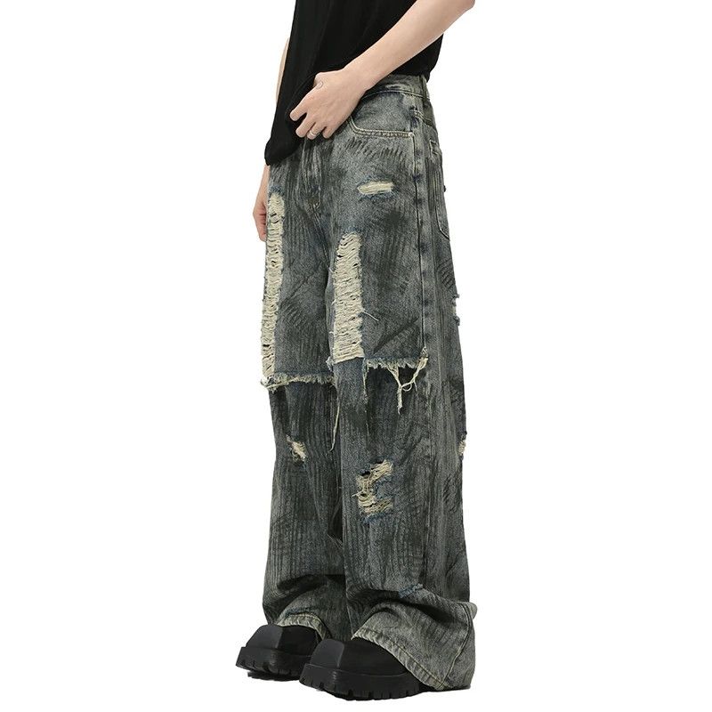 Japanese Brand × Jean Niche Dirty Splicing Broken Male Jeans Size US 31 - 2 Thumbnail