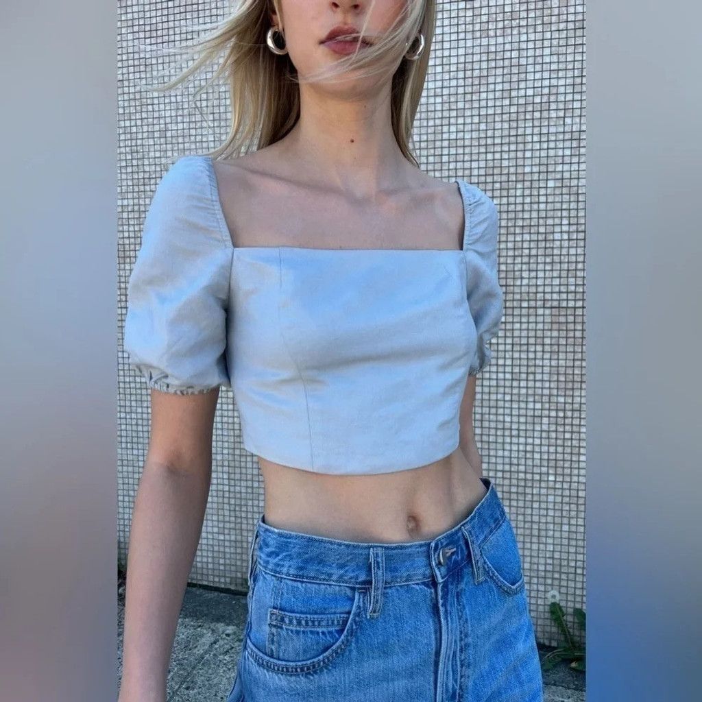 Oak + Fort 🌿 NWT Linen/Lin Blend Puff Sleeve Blouse 🌿 Size L / US 10 / IT 46 - 2 Thumbnail