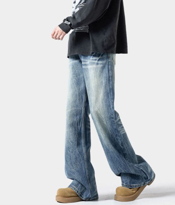 Jean High Street Washed Men's American Distressed Lightning Jeans Size US 32 / EU 48 - 3 Thumbnail