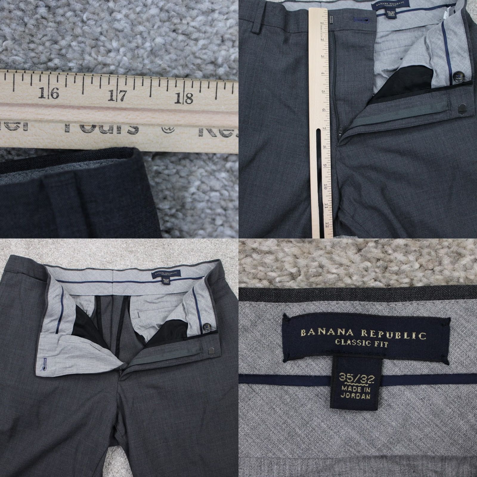 Banana Republic Banana Republic Pants Mens 35x32 Gray Wool Stretch Flat Front Dress Pants Regular Rise Front Front Flat Front Pockets City Preppy Mens Size US 35 - 8 Thumbnail