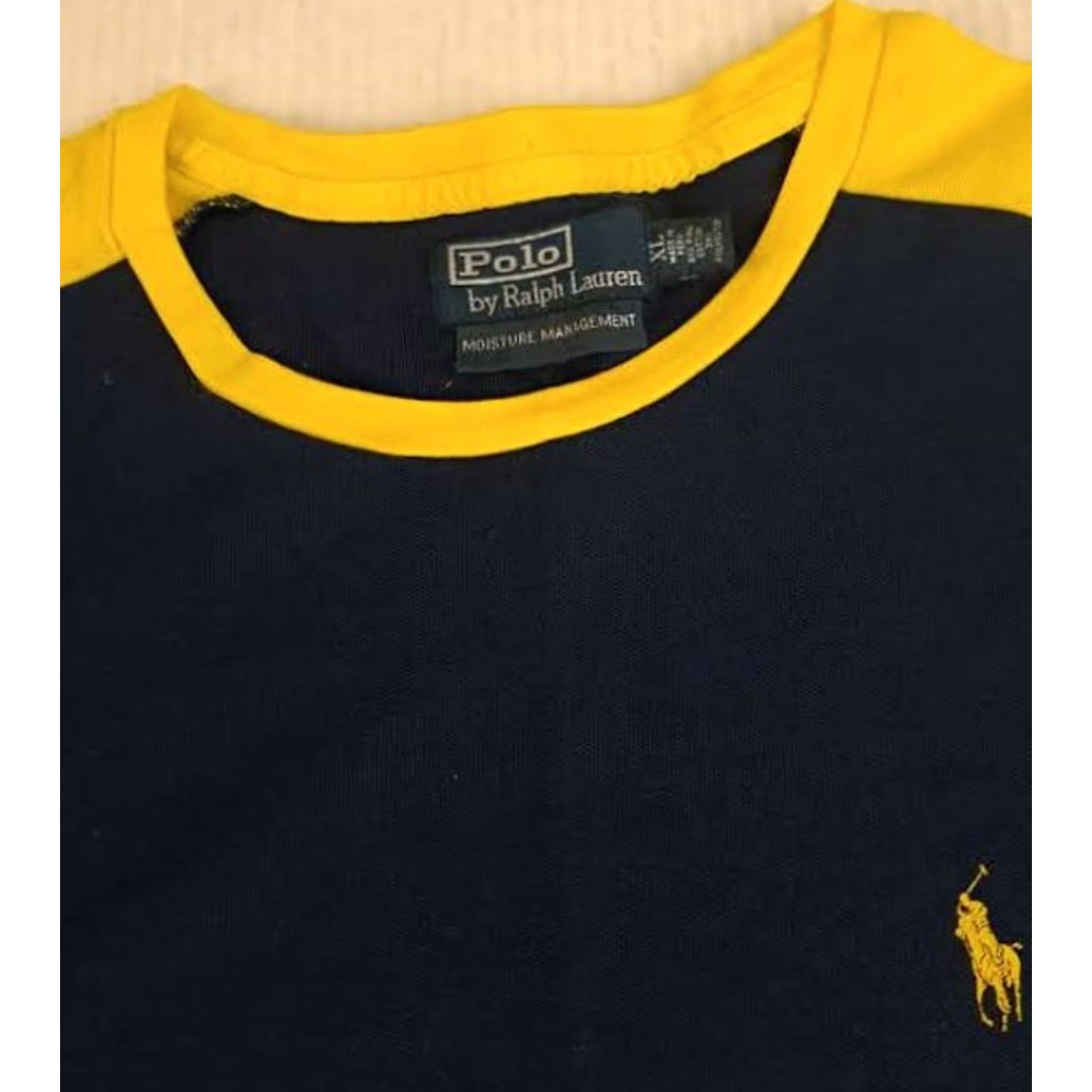 Polo Ralph Lauren VINTAGE Polo Ralph Lauren XL 90s Navy with Yellow Pony Trim Size US XL / EU 56 / 4 - 3 Thumbnail