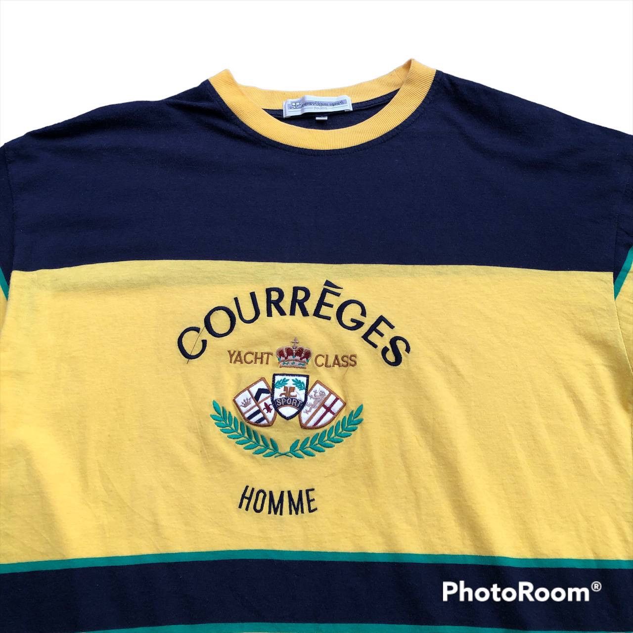 Courreges VINTAGE COUREGES HOMME SPELLOUT EMBROIDERED T SHIRT Size US L / EU 52-54 / 3 - 4 Thumbnail