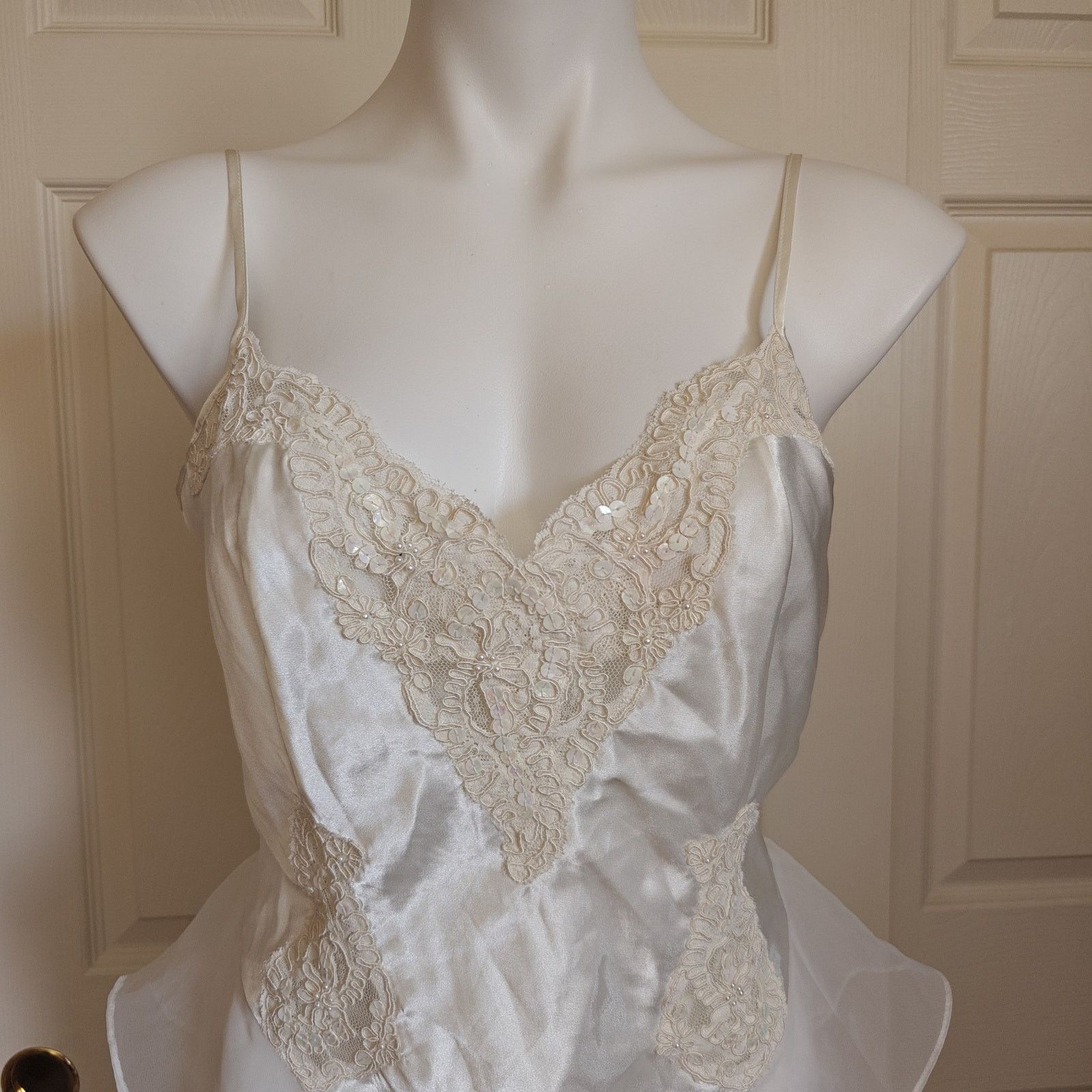 Victoria's Secret Vintage 90s embellished lace chiffon teddy sz M Size ONE SIZE - 2 Thumbnail