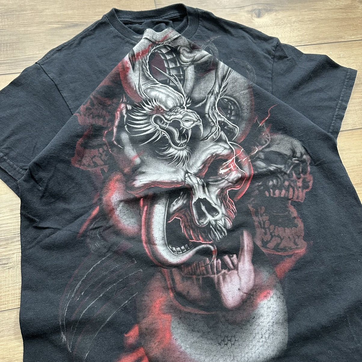 Other Vintage 2000s Y2K Black Skull AOP Grunge Graphic Tee Size US M / EU 48-50 / 2 - 4 Thumbnail