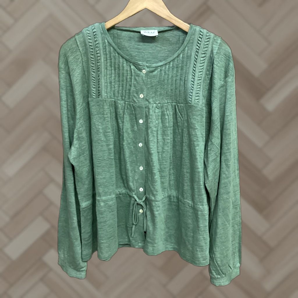 Vintage **Wrap London Green Linen Tie Waist Top Size 18** User: **Wrap London Green Tie Waist Top Size 18** Size XXL / US 16-18 / IT 52-54 - 1 Thumbnail