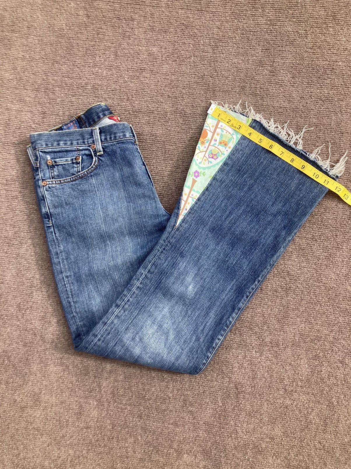 Lucky Brand Vtg Y2k Lucky Brand Easy Rider Owl Gusset Flare Jean 29 USA Size 29" - 12 Thumbnail
