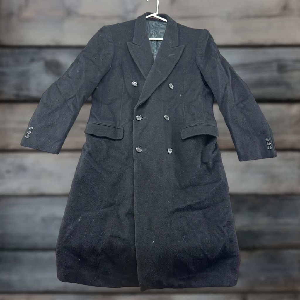 Vintage VINTAGE Nino Cerruti Coat Mens 40L Black Long Cashmere Double Breasted Lined 90s Size US XXS / EU 40 - 1 Thumbnail