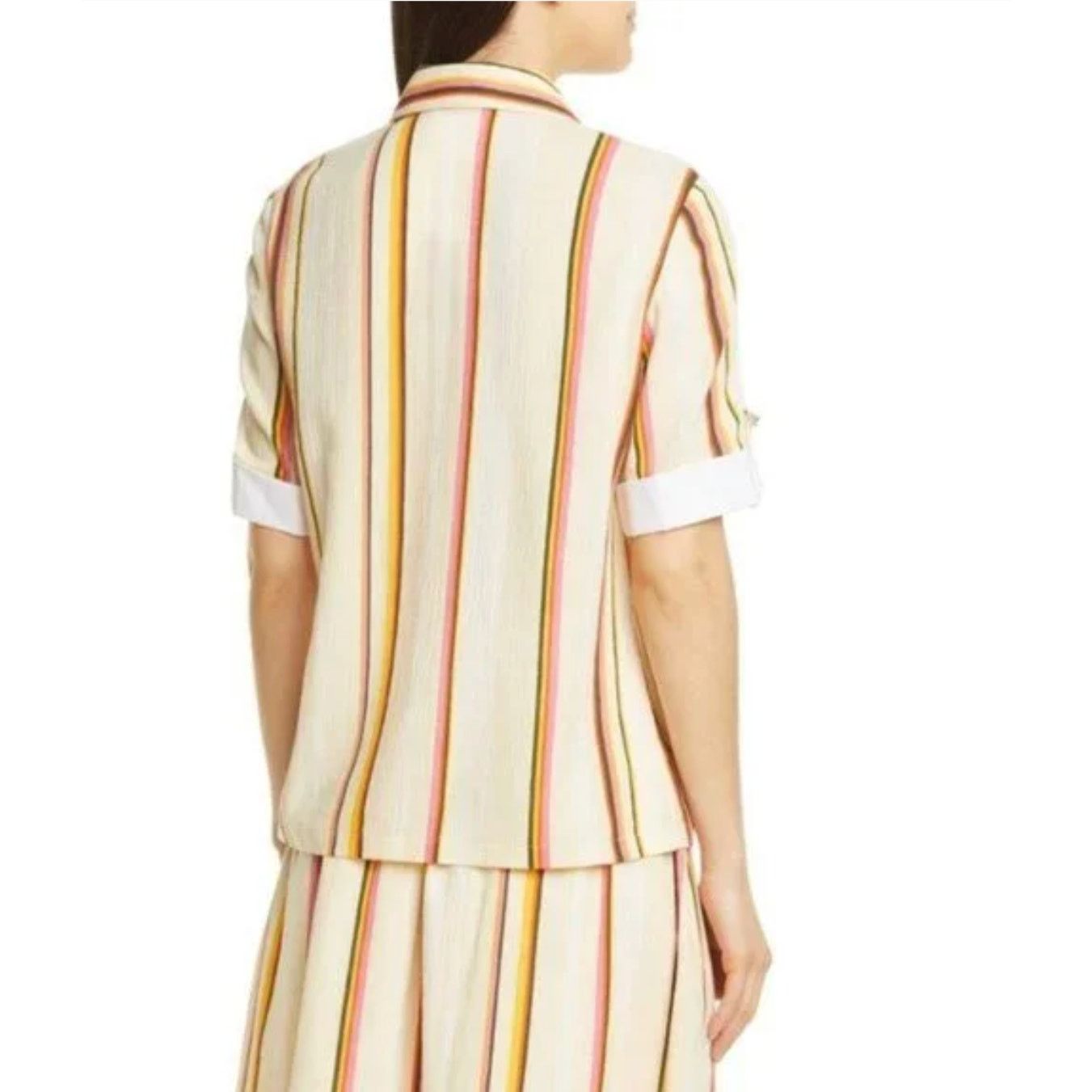 Tory Burch Tory Burch Canyon Striped Cotton Shirt Size 6 Collared Size S / US 4 / IT 40 - 5 Thumbnail