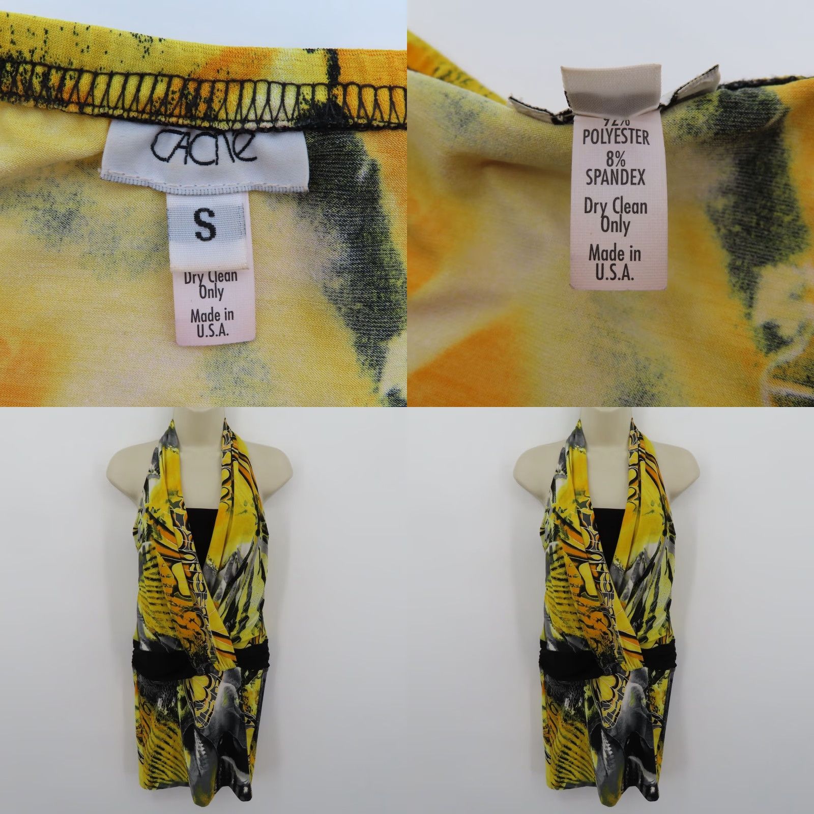 Vintage VINTAGE Cache Women S Yellow Black Butterfly Wing Print Halter Dress Sleeveless Short Dress 00s 2000s Women’s Style Tank Dress Boys? Wait Size S / US 4 / IT 40 - 8 Thumbnail