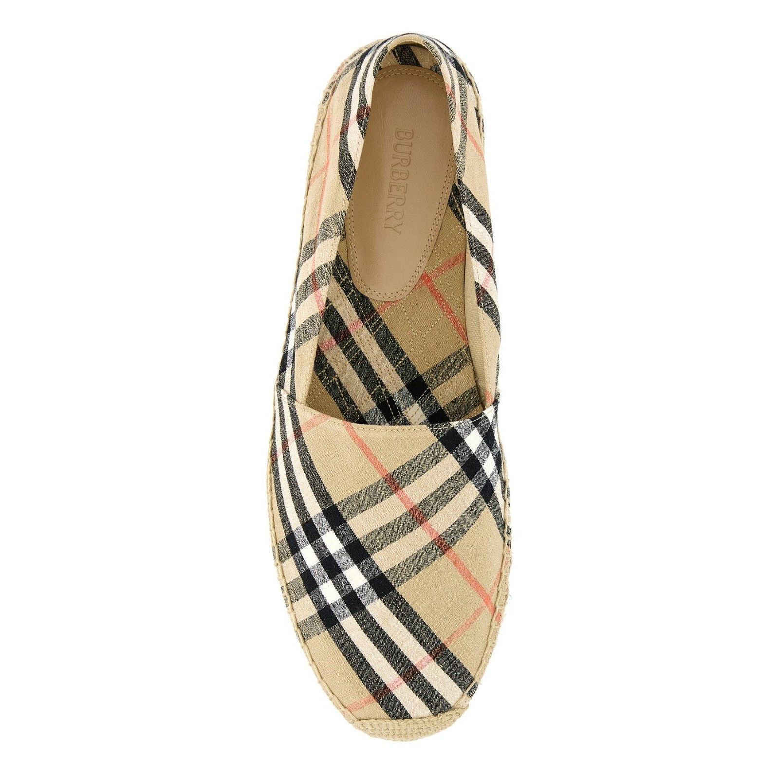 Burberry BURBERRY Beige Check Fabric Espadrilles New & Authentic (Men Size US 8 / EU 41 - 2 Thumbnail