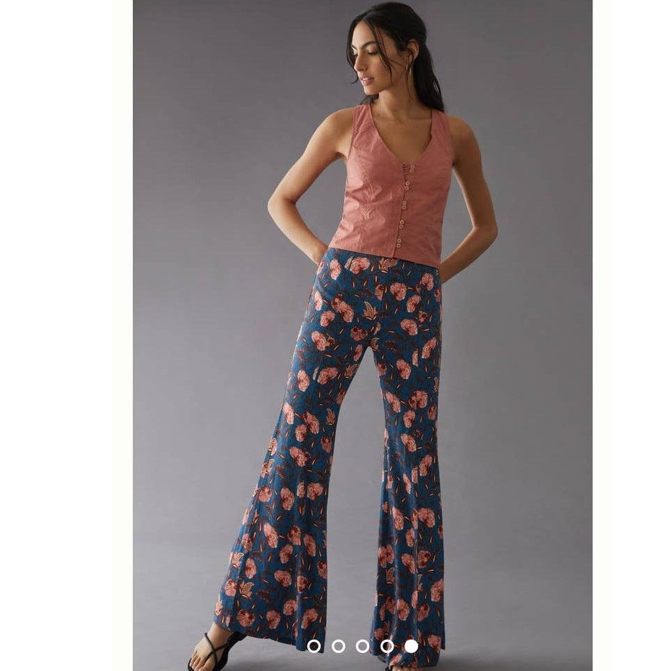 Anthropologie New By Anthropologie Drapey Flare Pants $120 SIZE 2 Blue Size 26" / US 2 / IT 38 - 1 Thumbnail