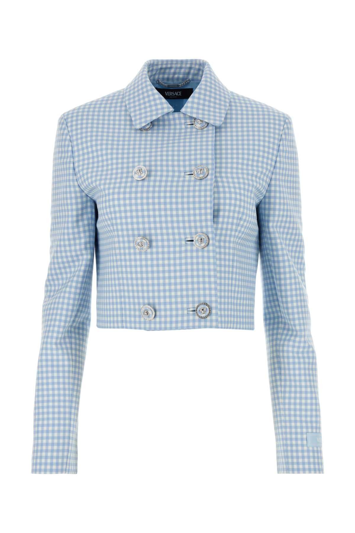 image of Versace Embroidered Wool Blazer, Women's (Size Medium)
