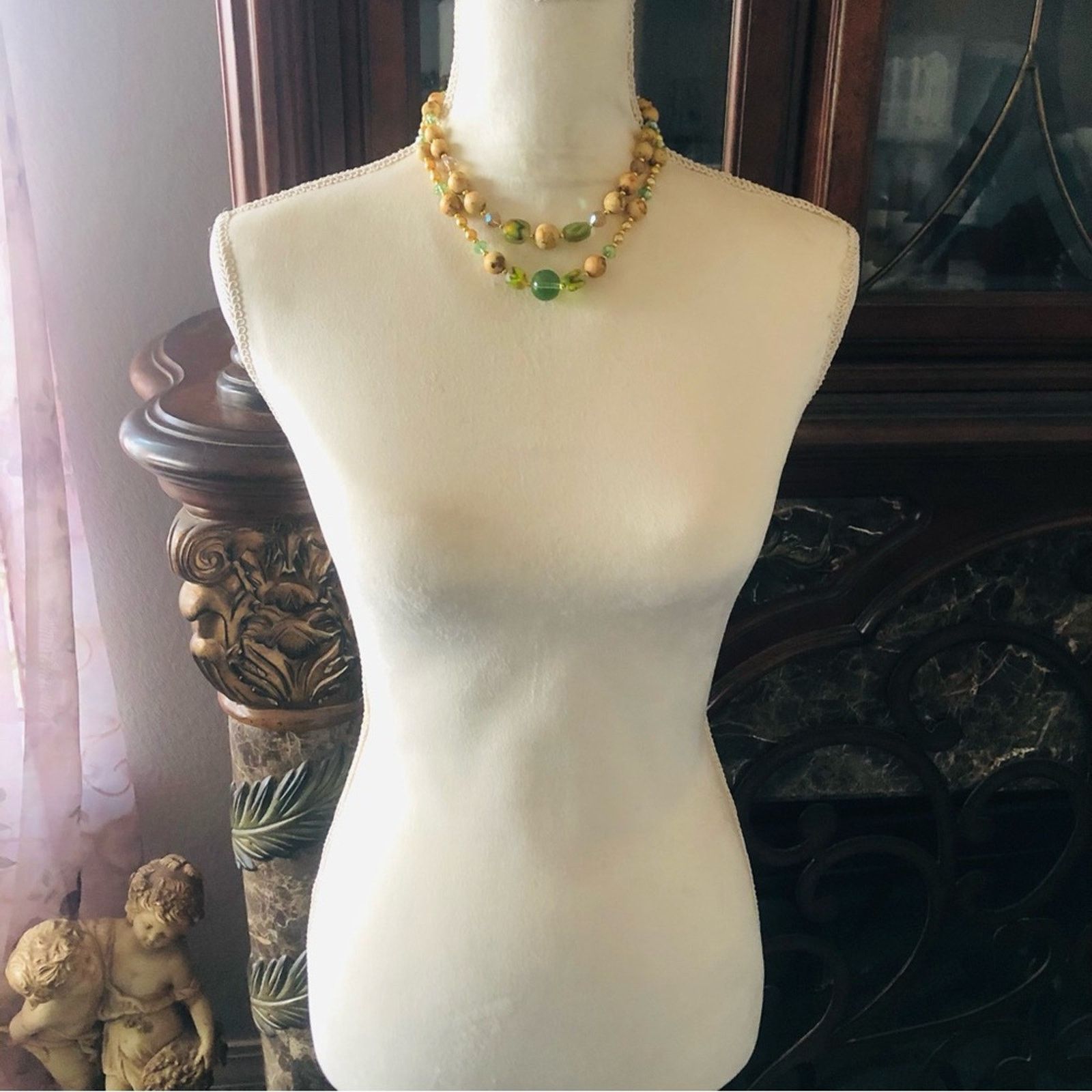 Handmade Handcrafted double strand vintage bead rondelle necklace Size ONE SIZE - 5 Thumbnail