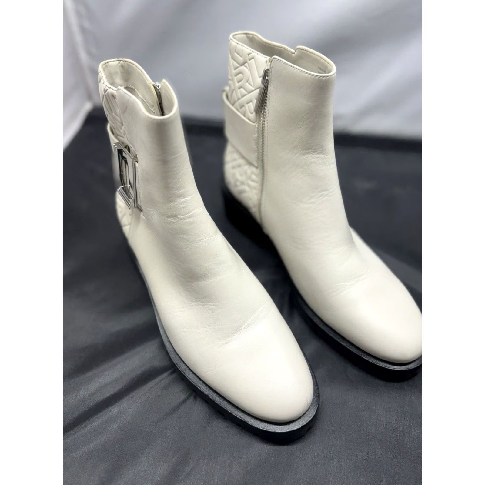 Karl Lagerfeld Karl Lagerfeld Paris Vara Buckled Zip Ankle Boots White Women’s 9.5 Fashion Bootie Ladies 9.5 Size US 10 / IT 40 - 3 Thumbnail