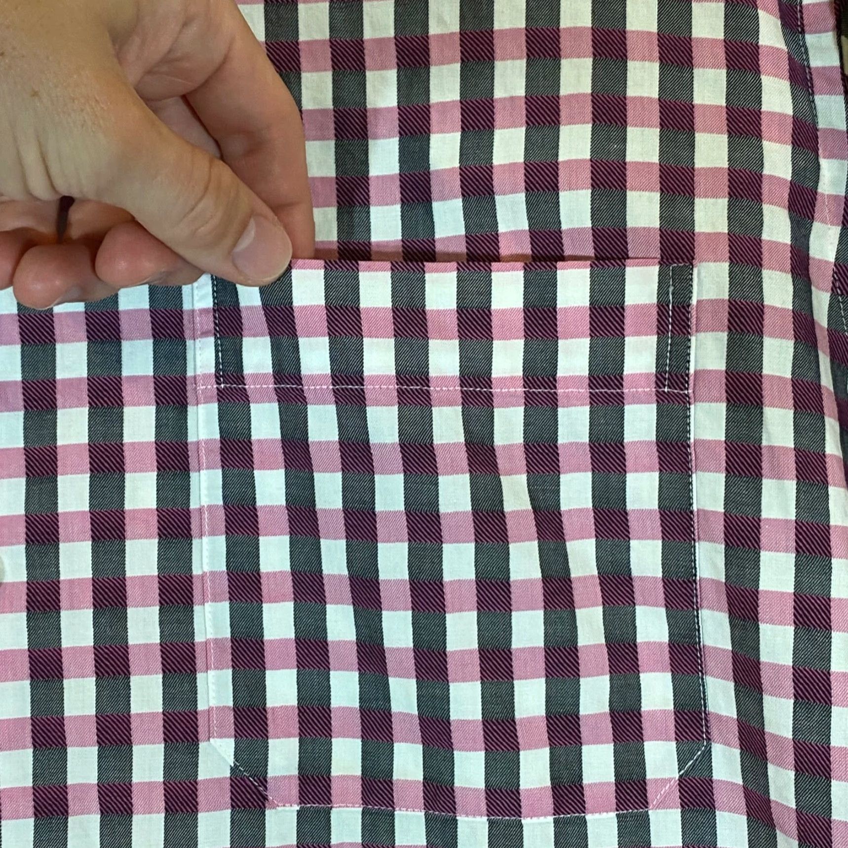 Vintage Scott Barber Shirt Mens Large Pink Gray Plaid Button-Up Dress Long Sleeve Casual Size US L / EU 52-54 / 3 - 3 Thumbnail