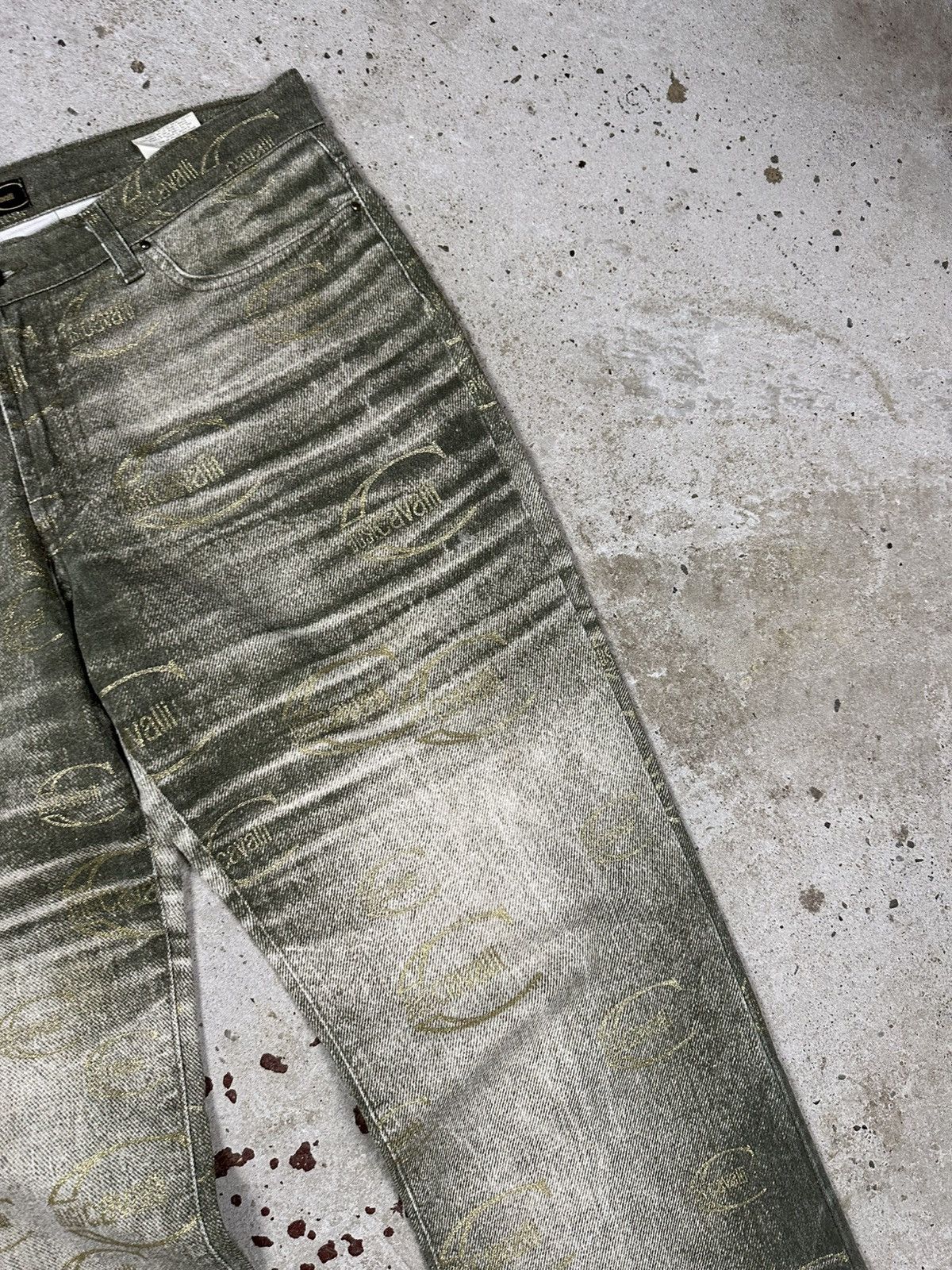 Just Cavalli Vintage 2000s Roberto Just Cavalli Monogram Flare Denim Pant Size 31" - 6 Thumbnail