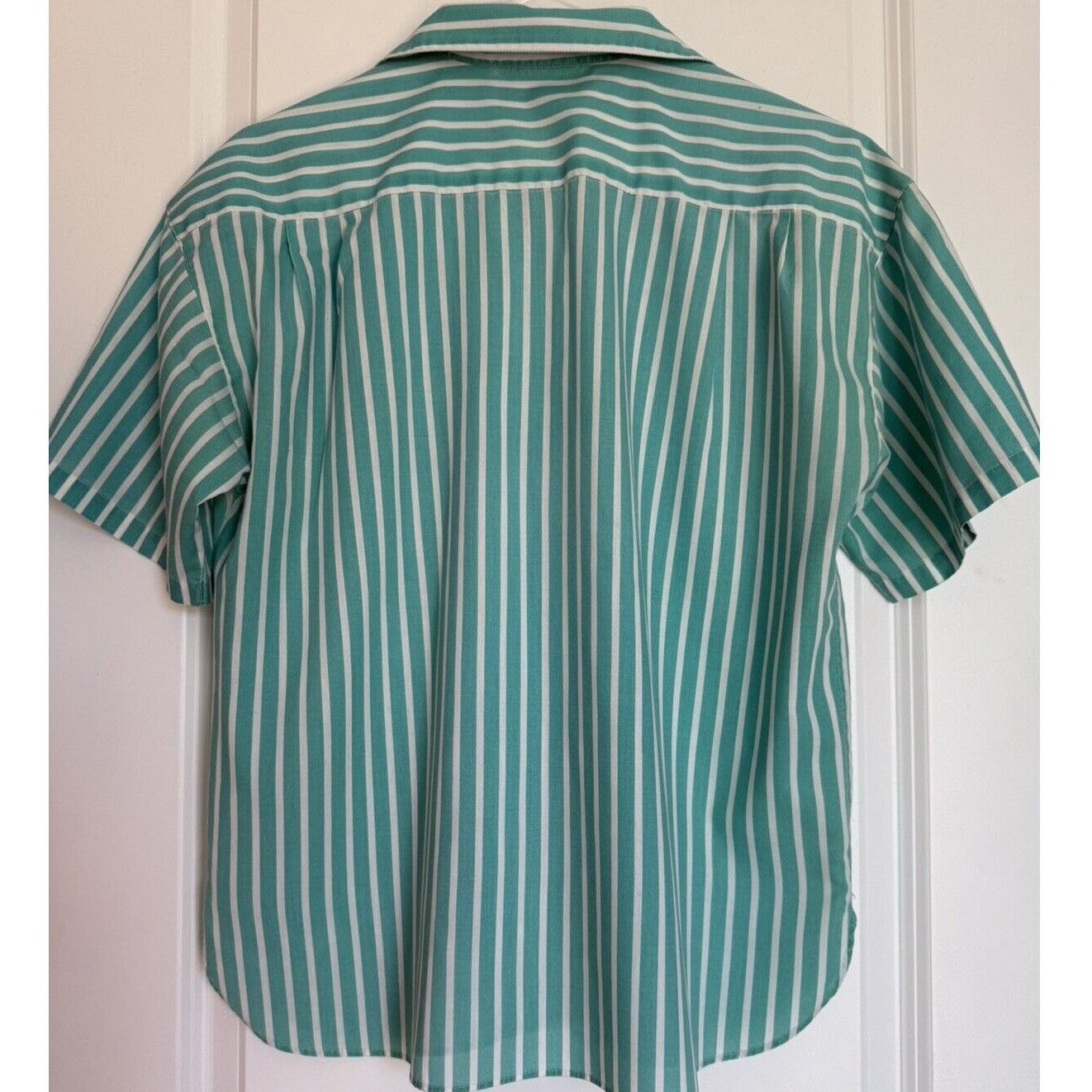 Other 80's Womens Vintage Aqua Striped Coastal Button Down T-Shirt Size XL / US 12-14 / IT 48-50 - 3 Thumbnail