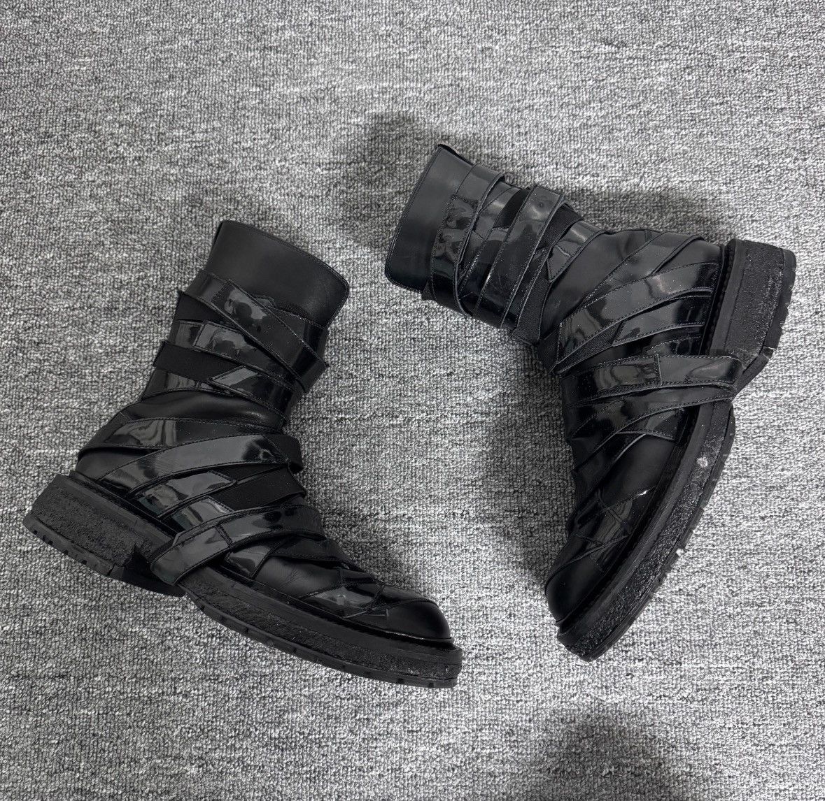 Dior Dior 08fw show leather boots with patent leather straps boo Size US 7 / EU 40 - 1 Thumbnail