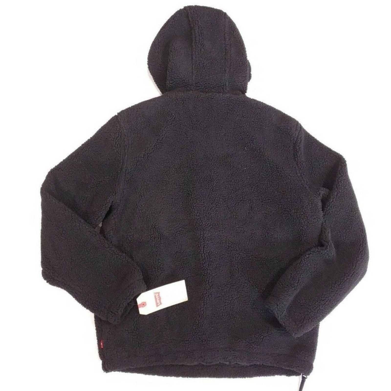 Levi's Levi's Faux Shearling Hooded Partial Zip Black Sweater $180 Size US M / EU 48-50 / 2 - 3 Thumbnail
