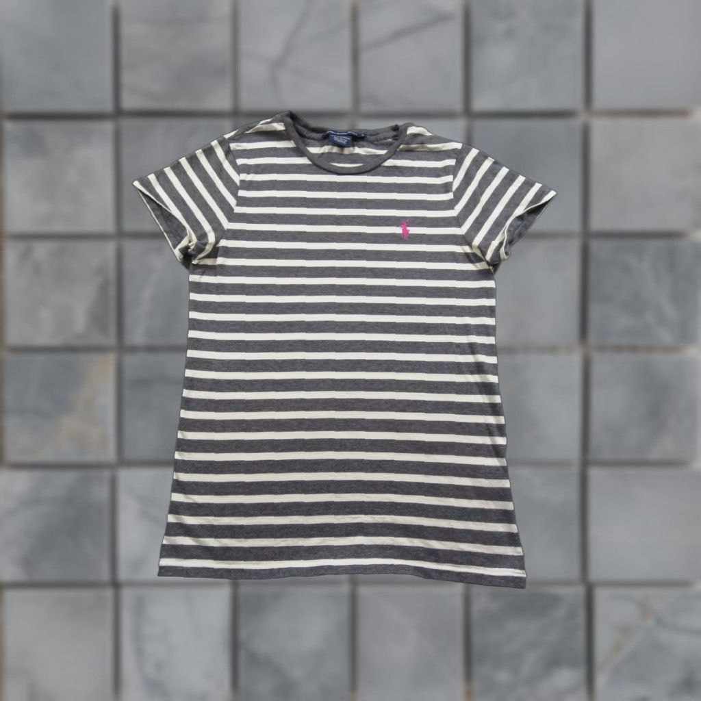 Polo Ralph Lauren Ralph Lauren Sport Shirt Womens Large Gray Short Sleeve Crewneck Striped Ladies Shirt Size L / US 10 / IT 46 - 1 Thumbnail
