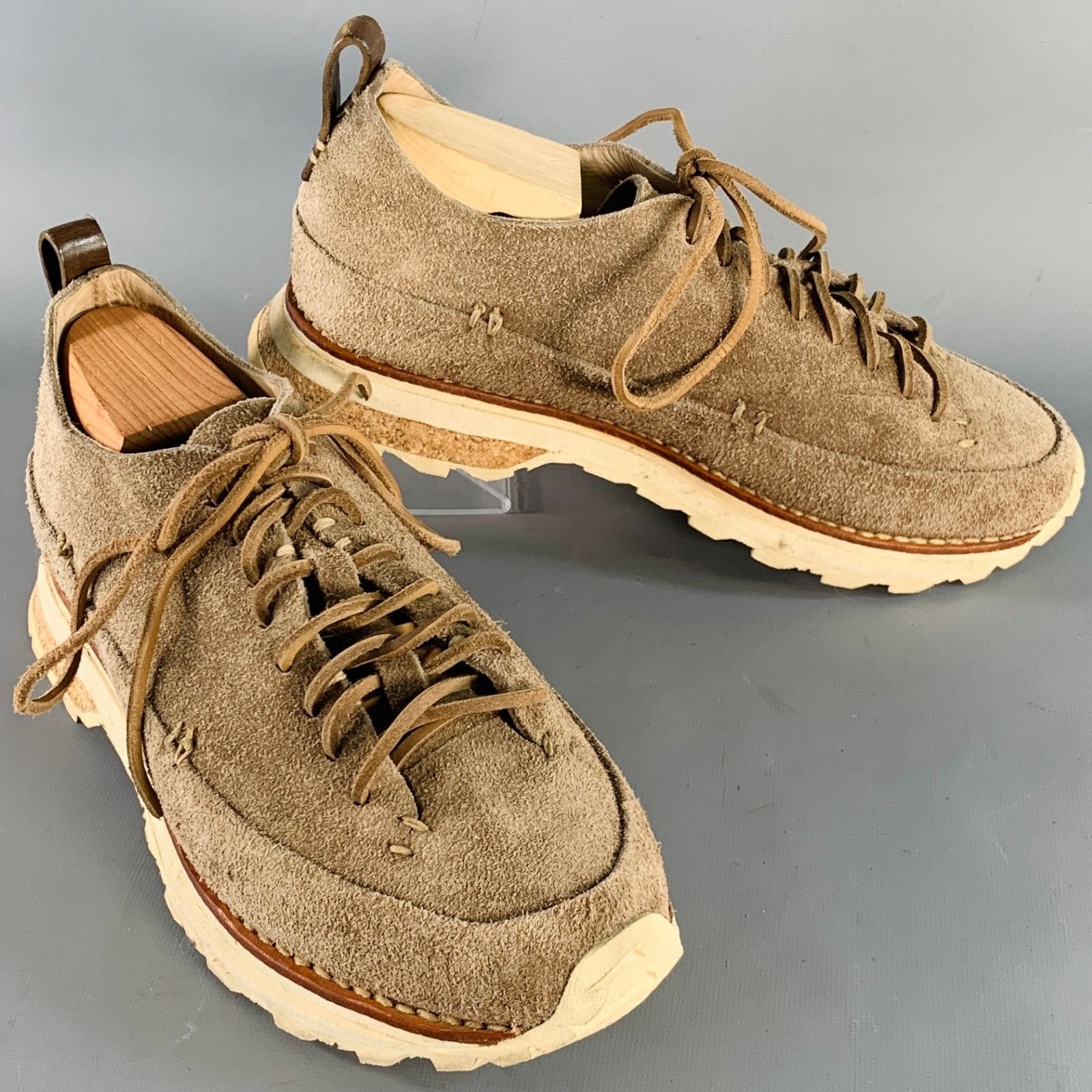 FEIT Size 9.5 Tan Suede Lace-Up Chunky Sole Sneakers