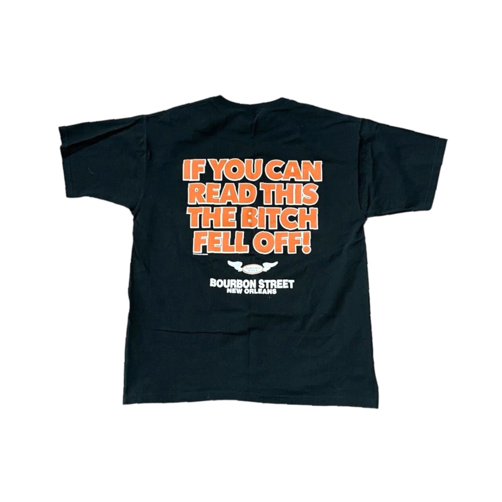 Fruit Of The Loom VINTAGE Biker T-Shirt Large Funny Humor Doubled Sided Motorcycle Black New Orleans Mens Shirt Graphic Print Cotton Size US L / EU 52-54 / 3 - 1 Thumbnail