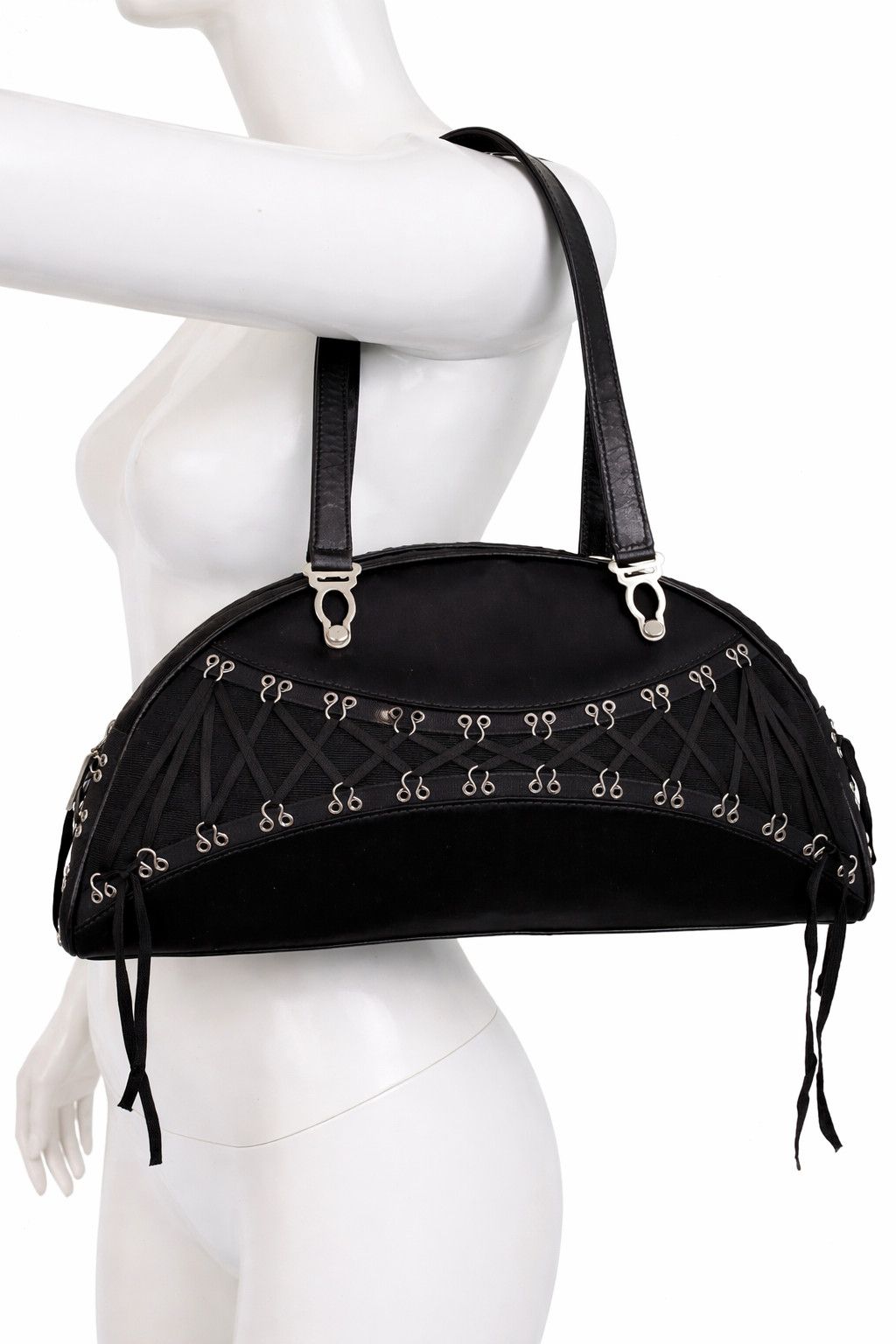 John Galliano John Galliano Black Corset Lace-Up Bag Designer Handbag Size ONE SIZE - 2 Thumbnail
