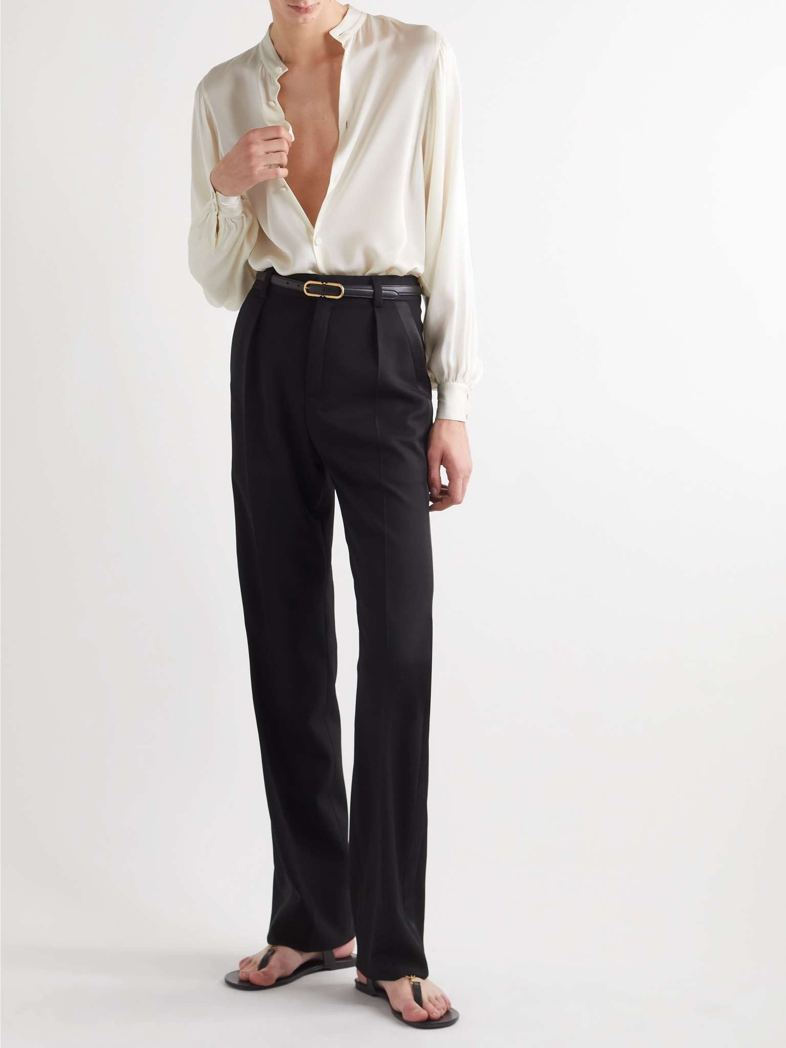 Saint Laurent Paris o1b1hav110525 726969 Shirt In Silk in White Size XXS / US 00 / IT 34 - 2 Thumbnail