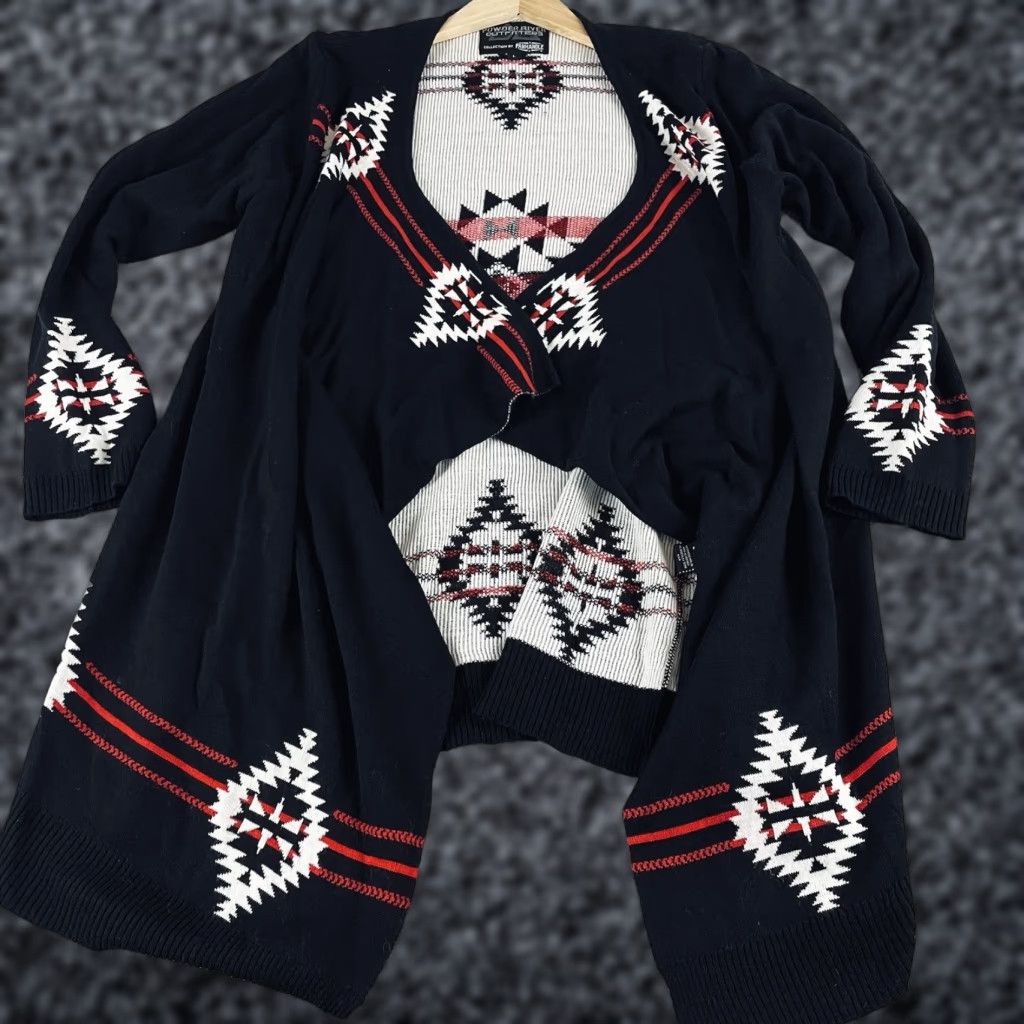 Vintage Powder River Outfitters Cardigan Sweater Womens Large Aztec Southwest Ranch R2 Size L / US 10 / IT 46 - 1 Thumbnail