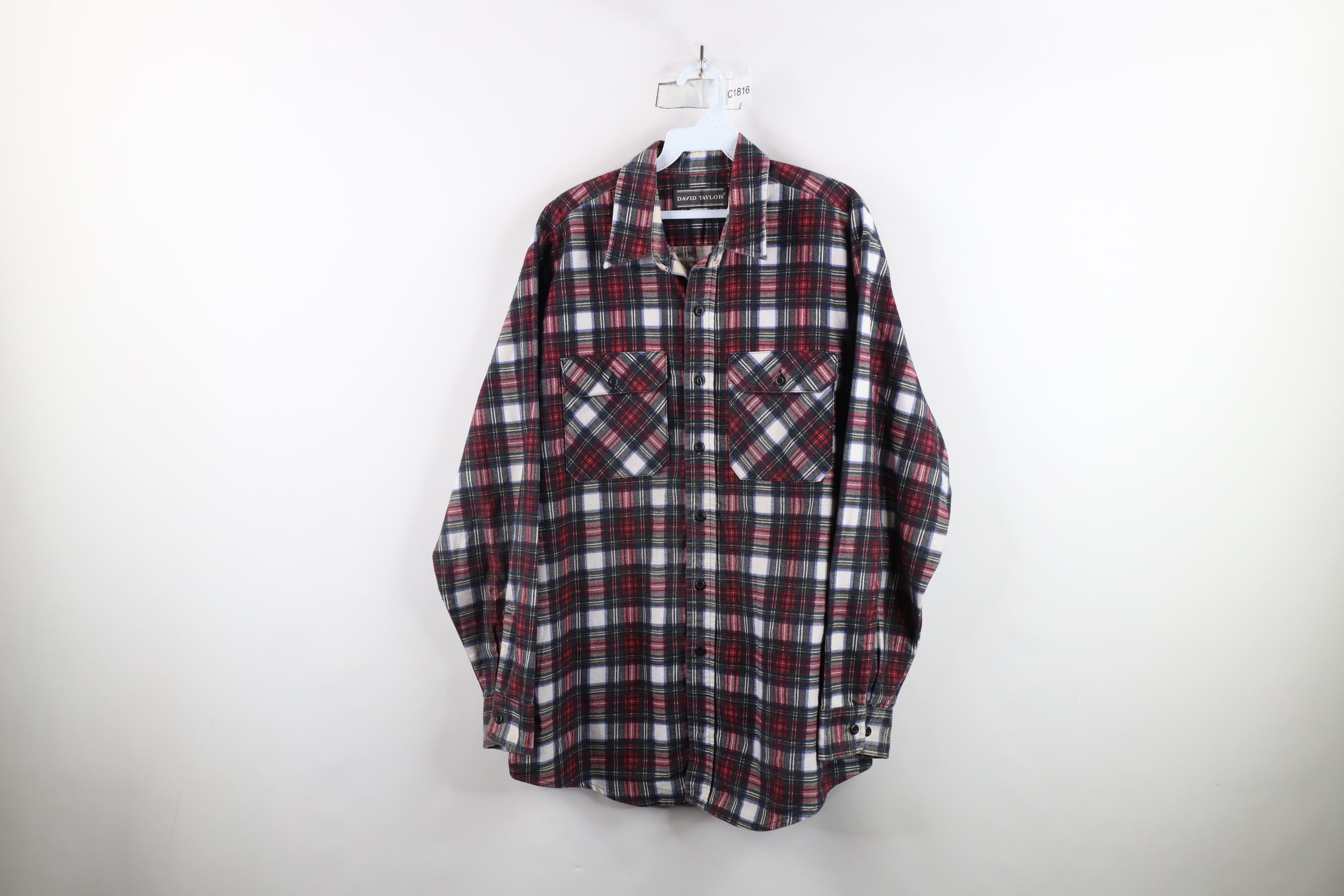 Vintage Vintage 90s Streetwear Pocket Flannel Collared Button Shirt Size US L / EU 52-54 / 3 - 1 Thumbnail