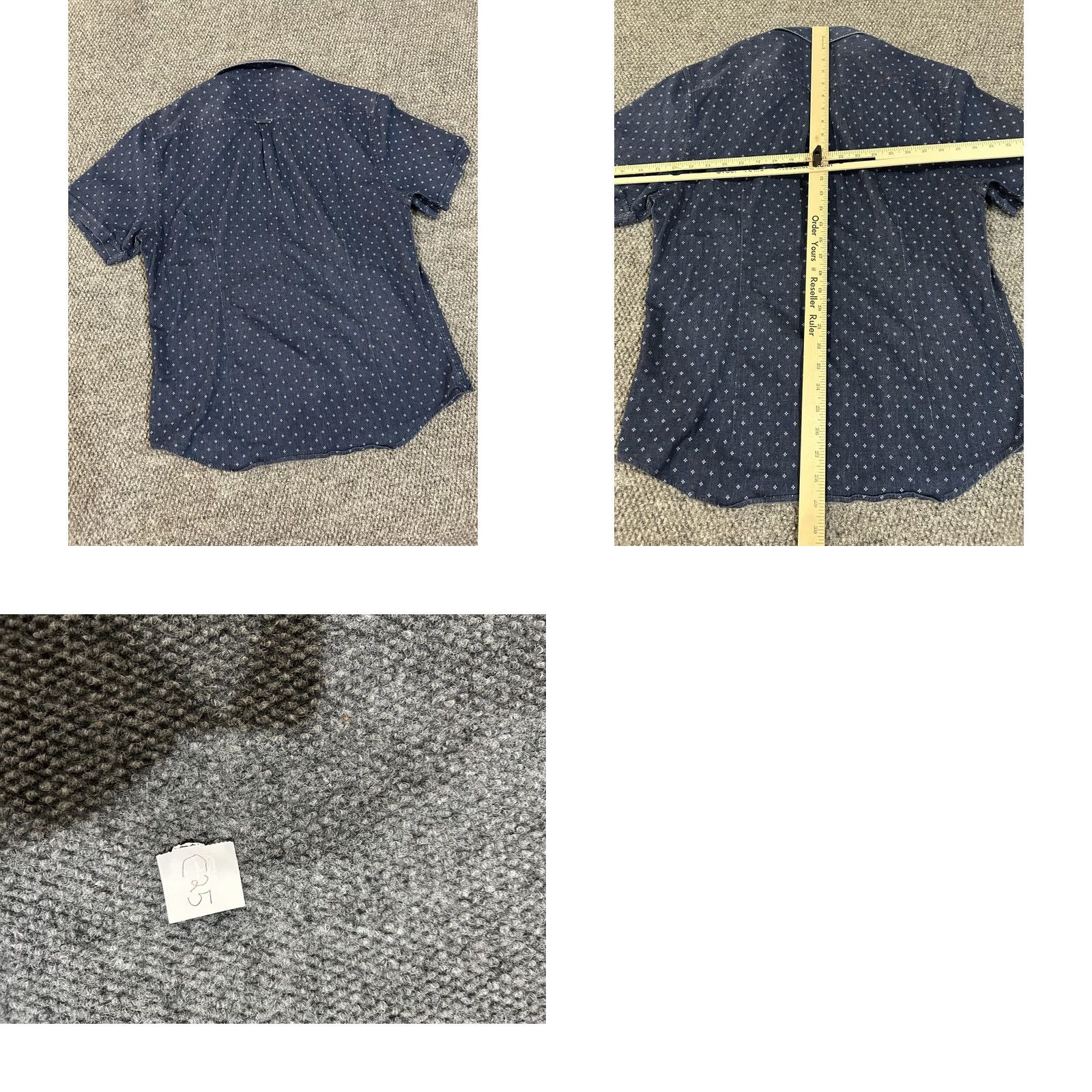 Vintage 7 Diamonds Shirt Mens XL Blue Denim Geometric Short Sleeve Button Up Stretch Size US XL / EU 56 / 4 - 8 Thumbnail