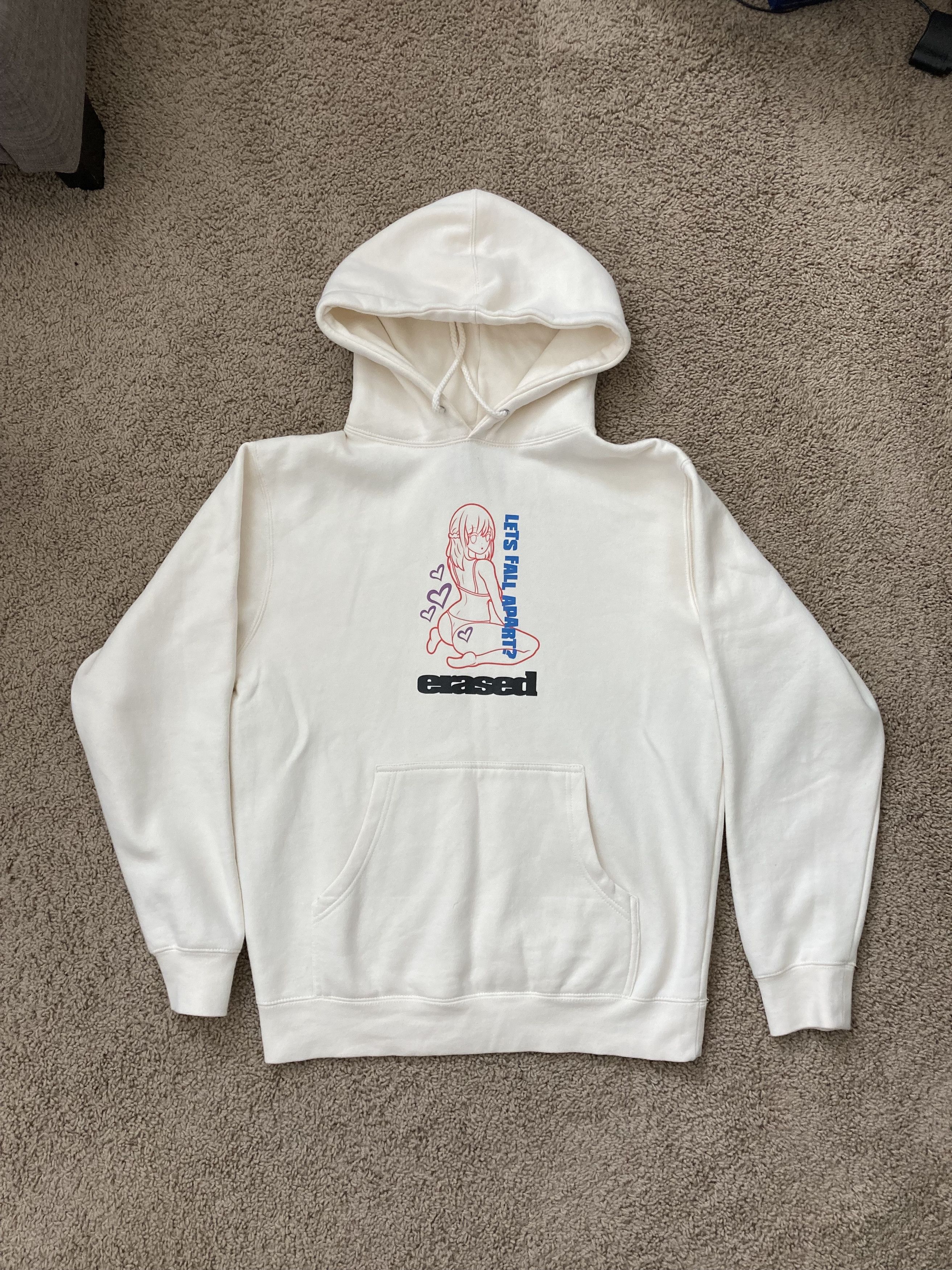 Streetwear Erased Project Lets Fall Apart Anime Girl Hoodie Cream Grailed