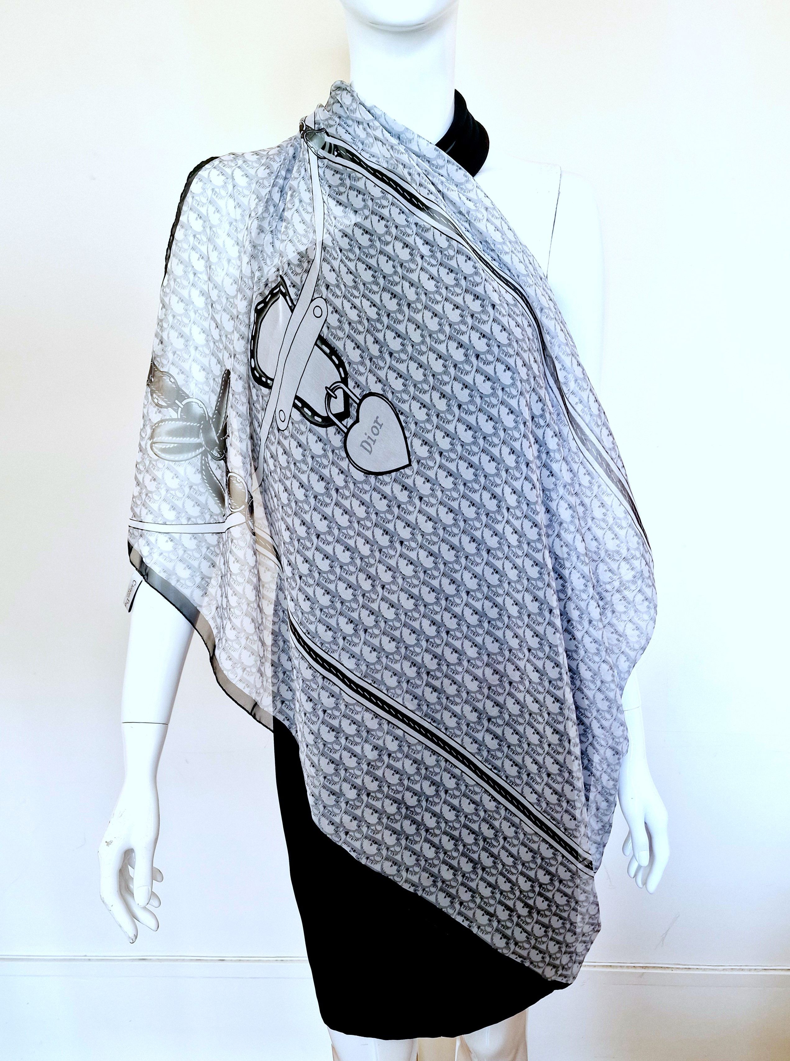 Dior Christian Dior Silk Monogram Logo Oblique Shawl Scarf Size ONE SIZE - 2 Thumbnail